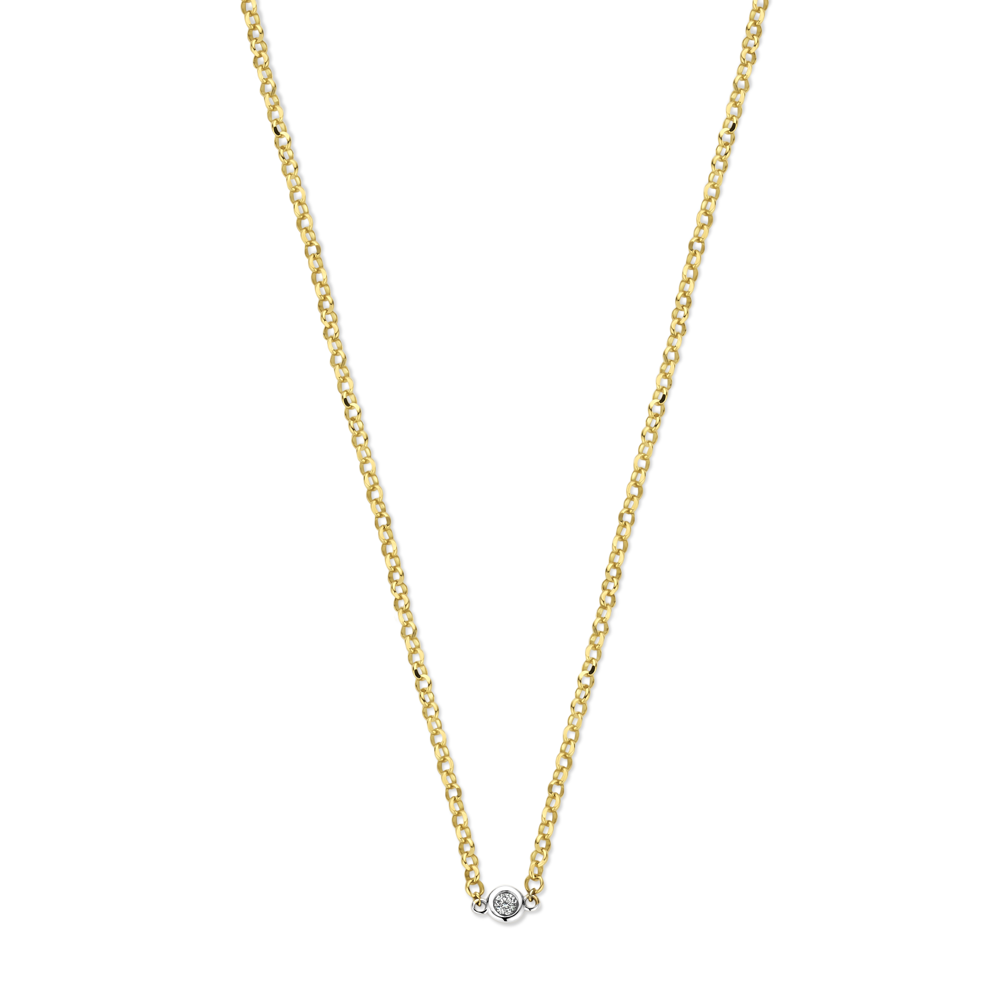 Geelgouden collier met 0,04CT SWGDN0070-B