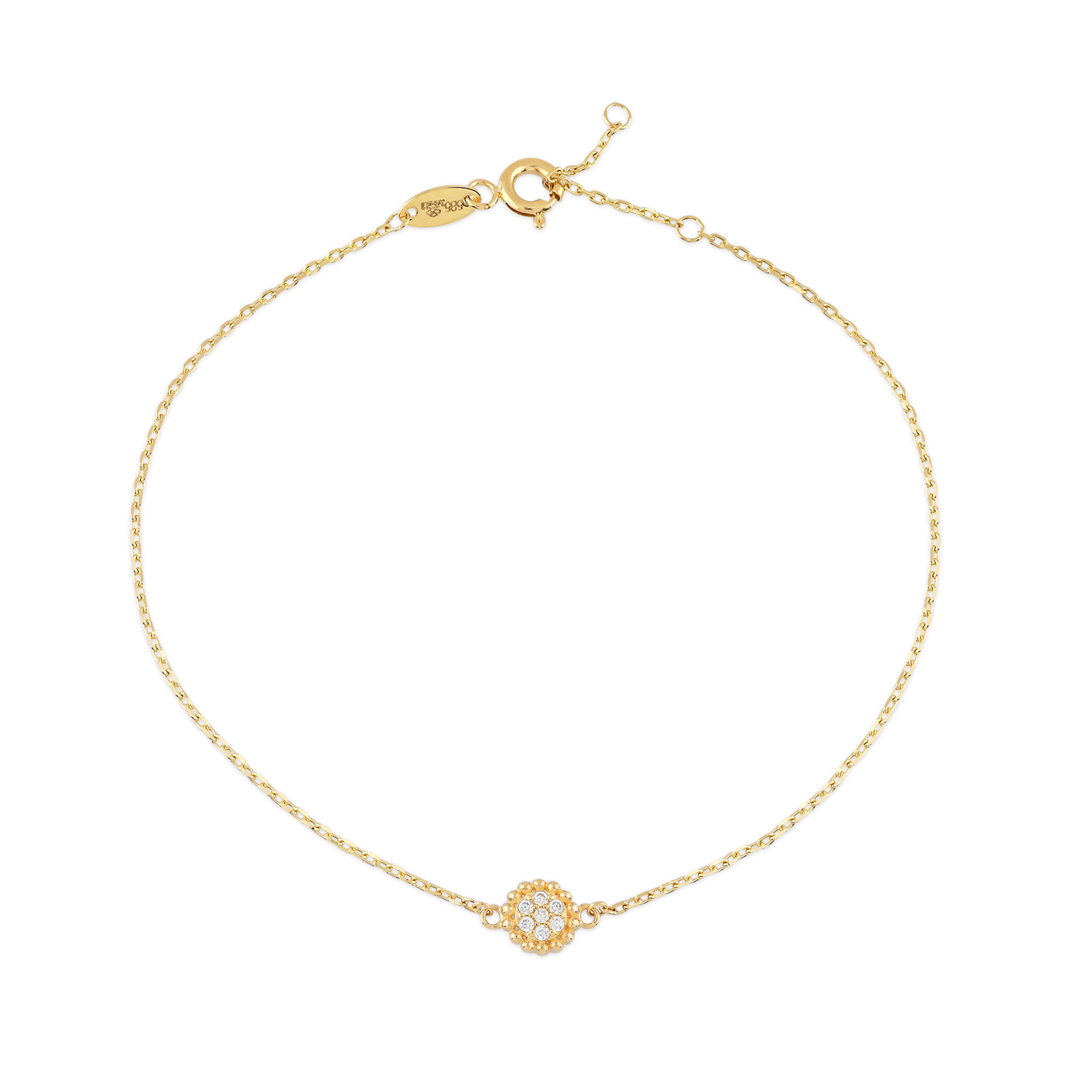 gouden Swing armband, rondje+ pave zirconias