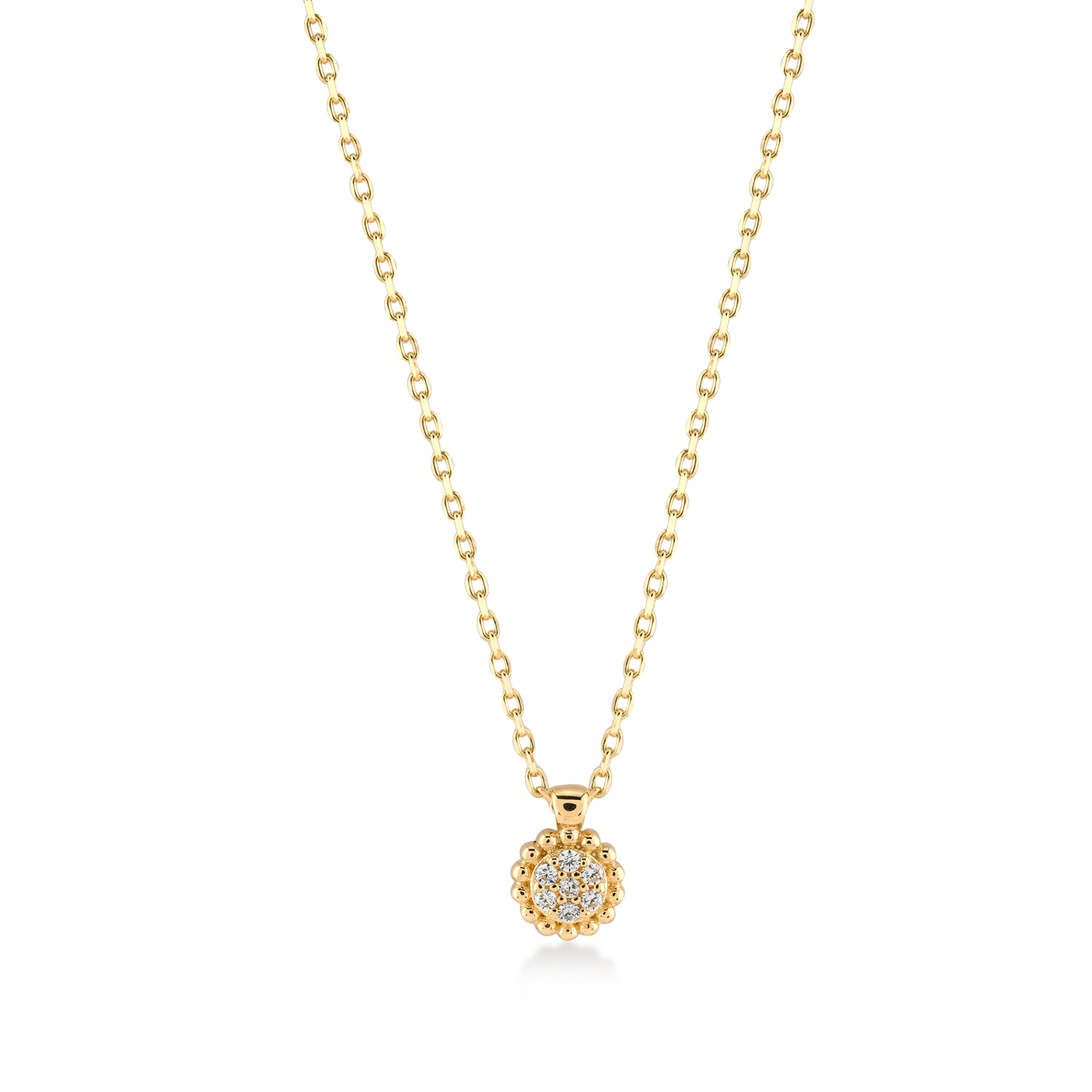 gouden Swing collier, rondje+ pave zirconias