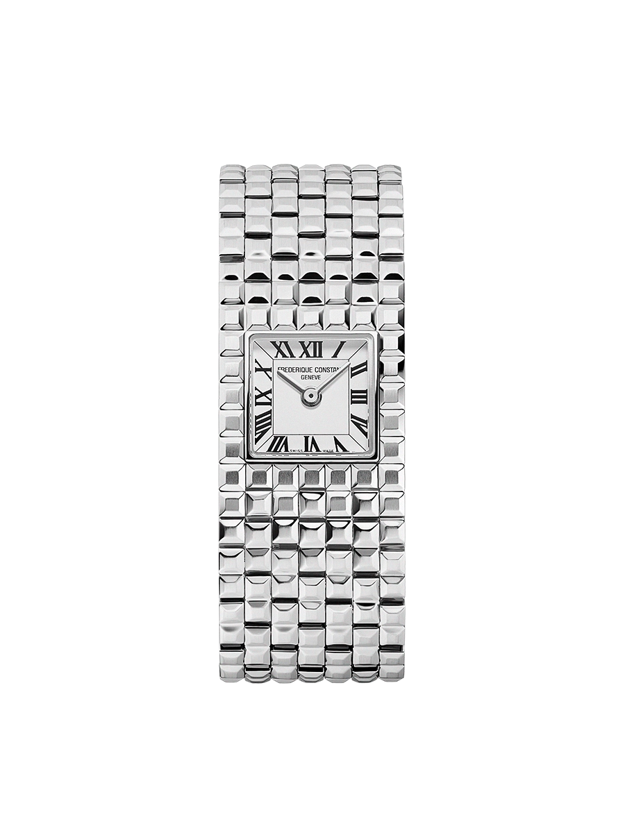 De Frederique Constant Manchette FC-200WR1MC6B is een elegant dameshorloge met een zilverkleurige, roestvrijstalen behuizing en band. Het heeft een witte wijzerplaat met Romeinse cijfers en is voorzien van een krasbestendig saffierglas. Dit analoge horloge zonder datumfunctie is waterbestendig tot 3 ATM en heeft een Zwitserse quartz beweging. Ideaal voor stijlvolle, alledaagse wear.