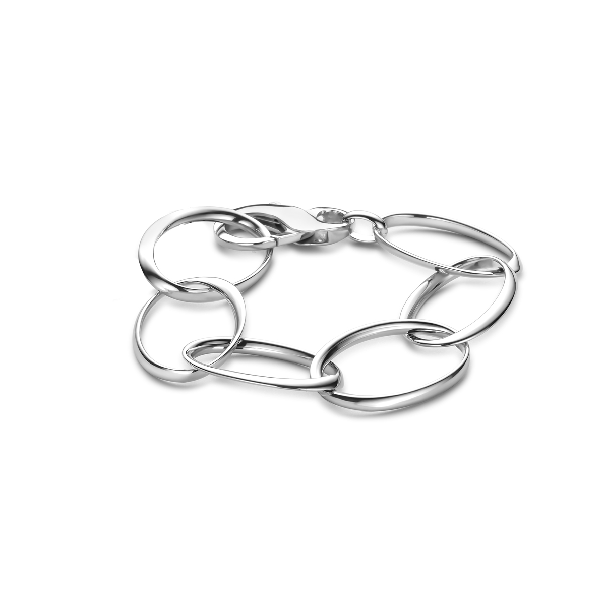 Gerhodineerd 925 zilveren armband met een schakelbreedte van 23mm en een draaglengte van 22cm. Uitgevoerd met karabijnsluiting.