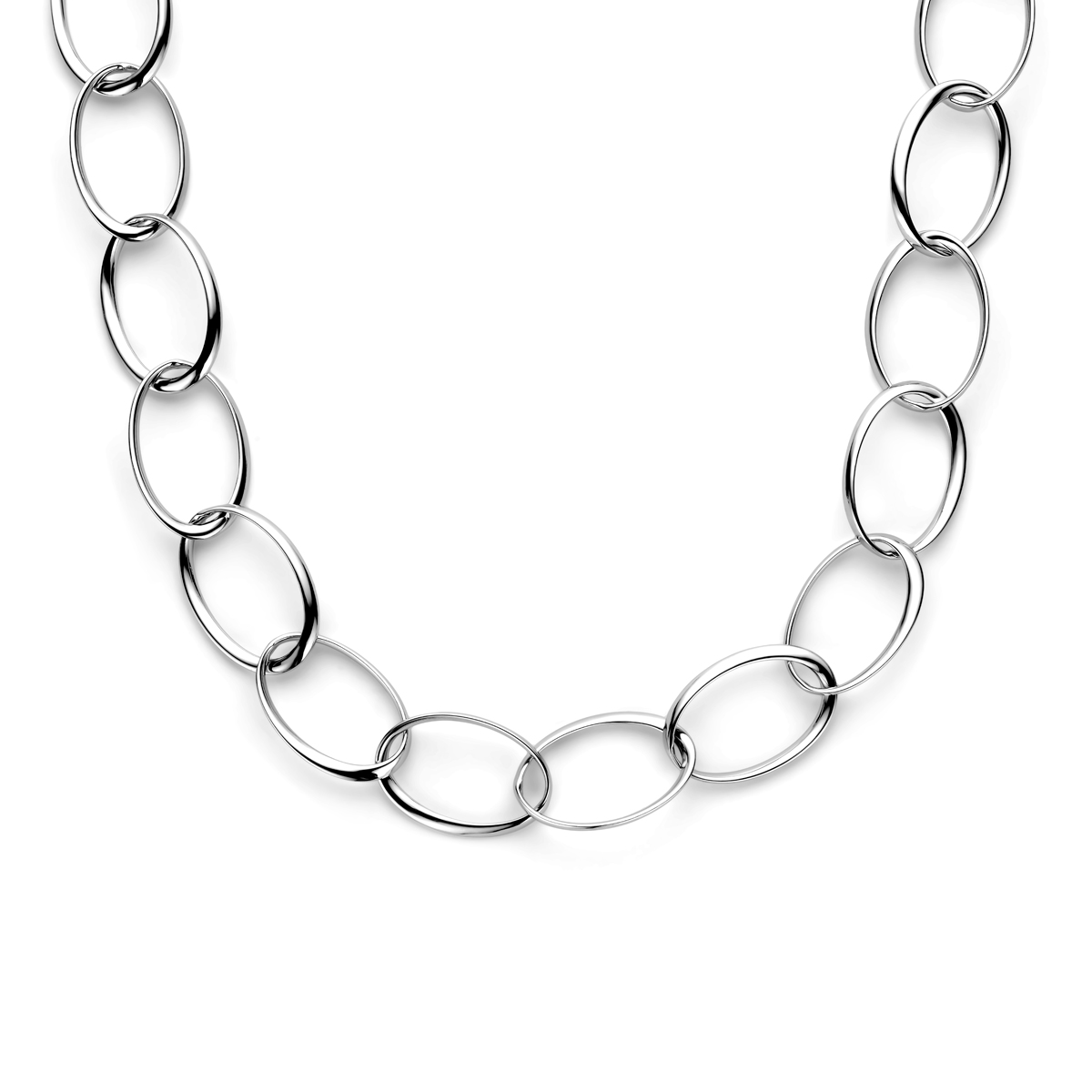 Gerhodineerd 925 zilveren collier met een schakelbreedte van 23mm en een draaglengte van 48cm met 3cm extensie. Uitgevoerd met karabijnsluiting.