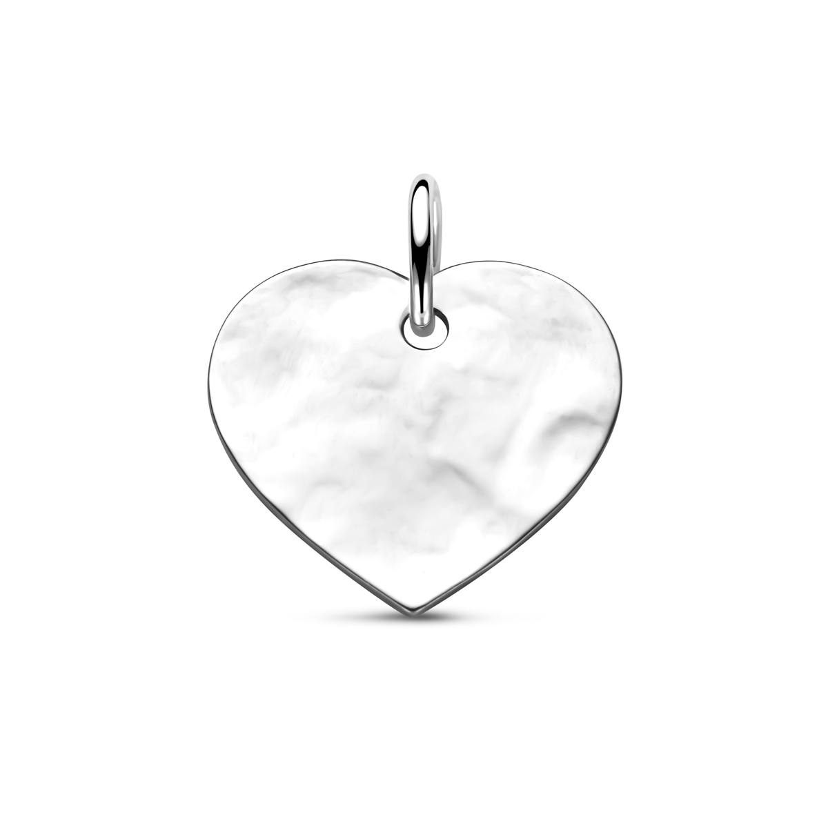 Gerhodineerd 925 zilveren graveerhanger in de vorm van een hartje met een totale hoogte van 15,5mm. De afmetingen van het hartje zijn 13x14mm en een dikte van 0,7mm.