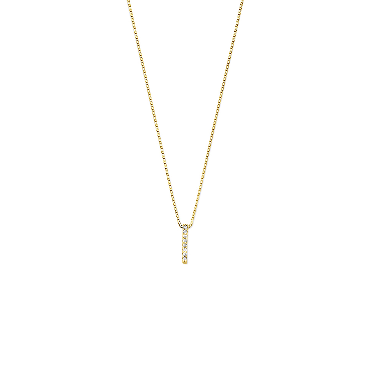 Deze prachtige collier met modelnummer 4034736 bevat een Venetiaanse ketting van 14-karaats goud en is goudkleurig. De hanger is voorzien van 8 briljant geslepen, lab-grown diamanten met een totale gewicht van 0.04 ct, kleur G en zuiverheid VS1. Draag deze elegante ketting voor een chique uitstraling tijdens speciale gelegenheden.