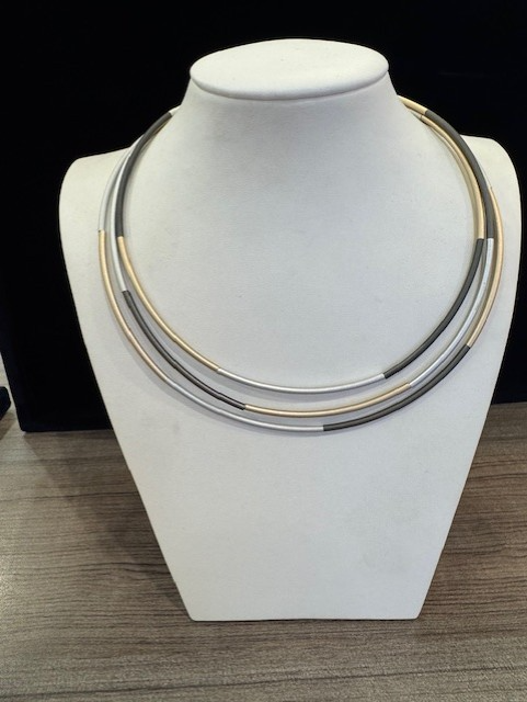 Collier aluminium grijs-zilver-goud