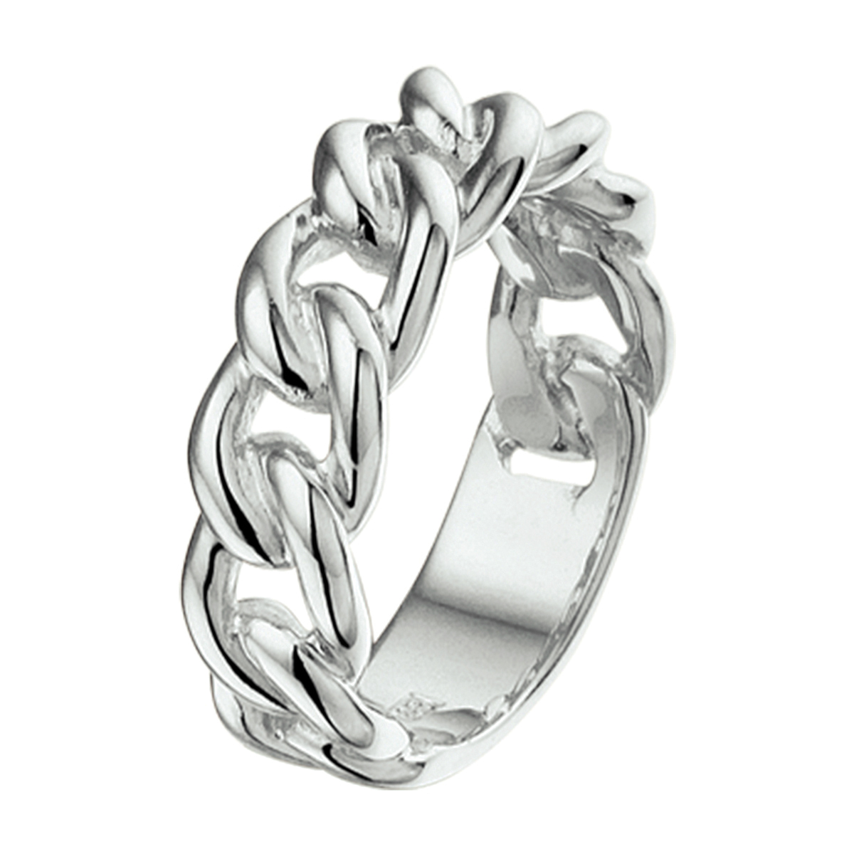 De Zilveren Ring Schakel is een prachtige rhodium-plated ring met een breedte van 6 mm. Deze ring is perfect voor dagelijks gebruik of speciale gelegenheden. Draag hem solo voor een elegante look of combineer met andere ringen voor een moderne, gelaagde stijl.