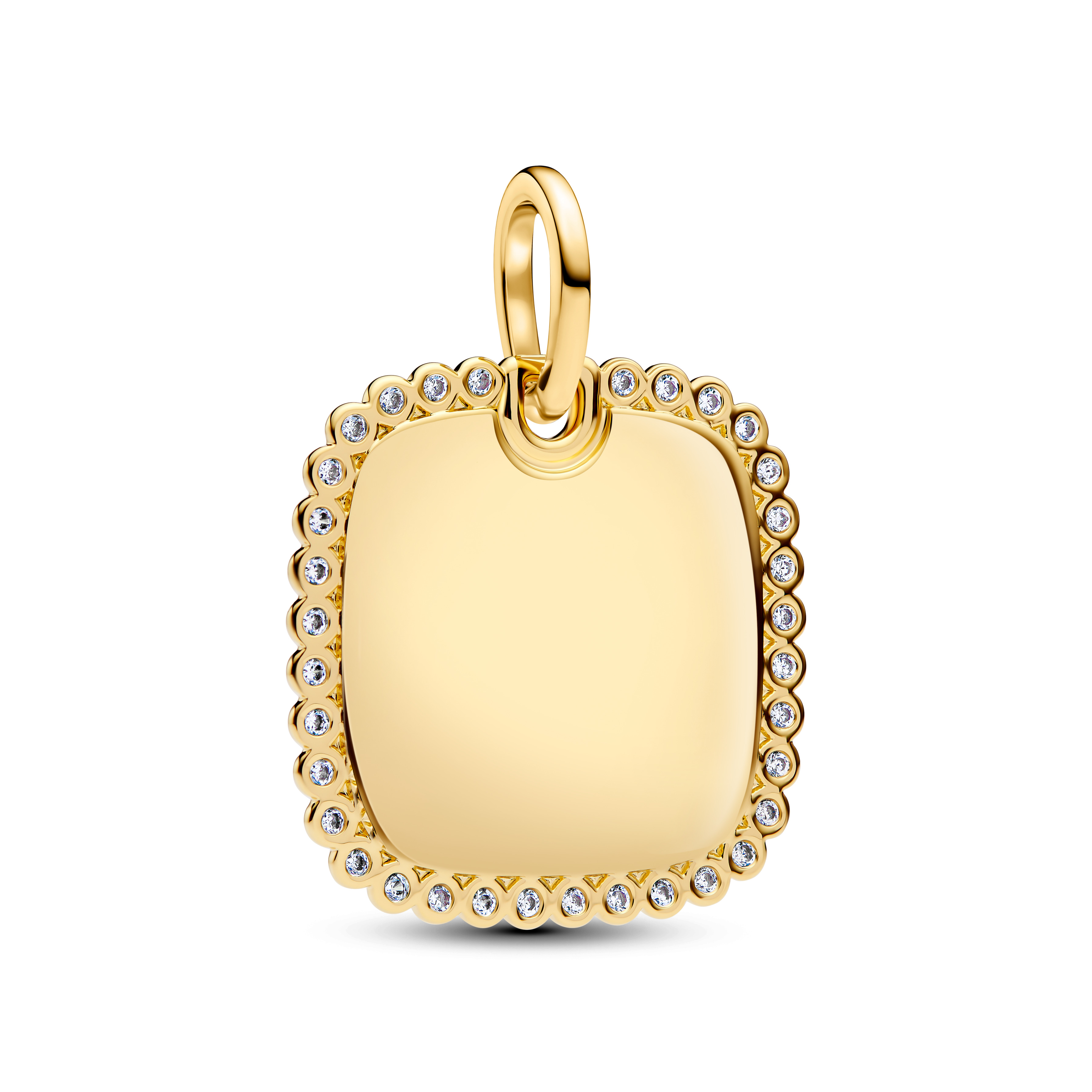 Pandora - Shine doublé graveerbare vierkante pendant met clear cubic zirconia - 364009C01