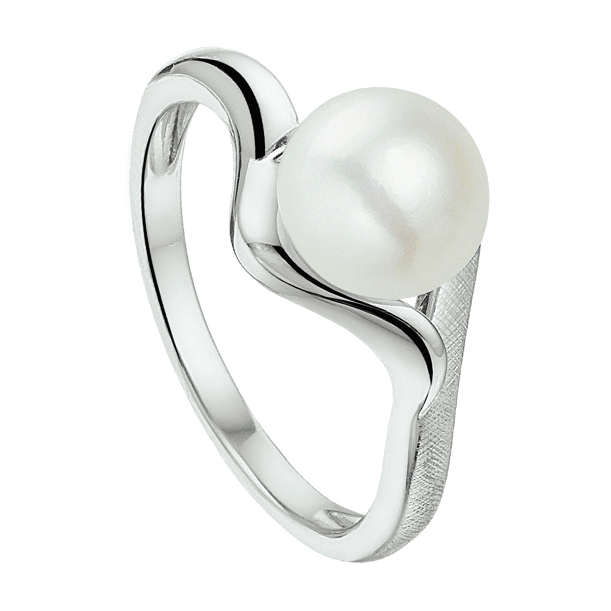 De zilver gerhodineerde ring met zoetwaterparel, modelnummer 1324745, is een elegante accessoire. De ring heeft een breedte van 10 mm en maat 56.  Deze ring kan dagelijks gedragen worden om een klassieke en verfijnde look te geven aan elke outfit.