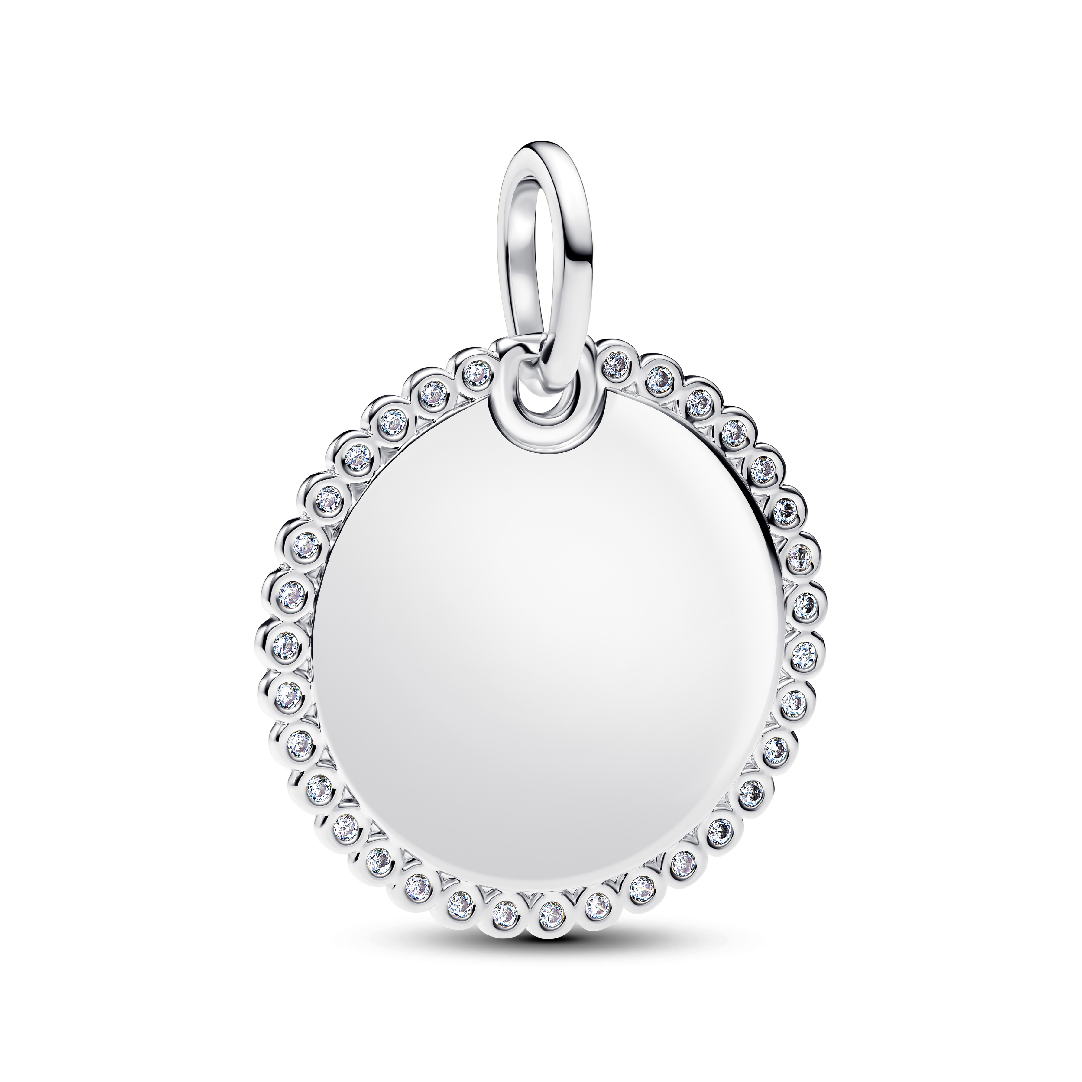 Pandora - Zilveren hanger graveerbaar en bezet met zirconia's in de rand - 394007C01