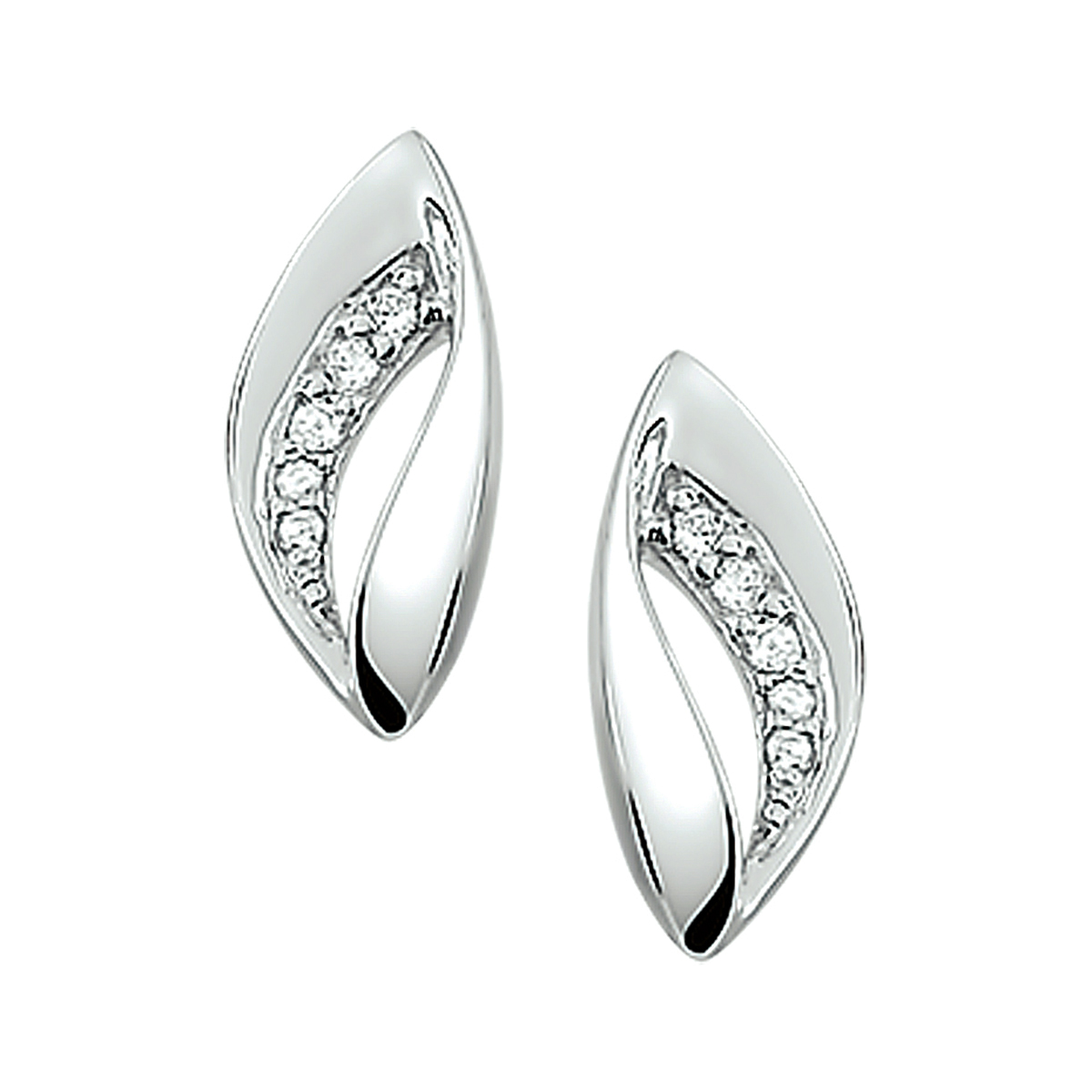 Gerhodineerd zilveren oorknoppen met zirkonia. De oorknoppen zijn onderdeel van een set.