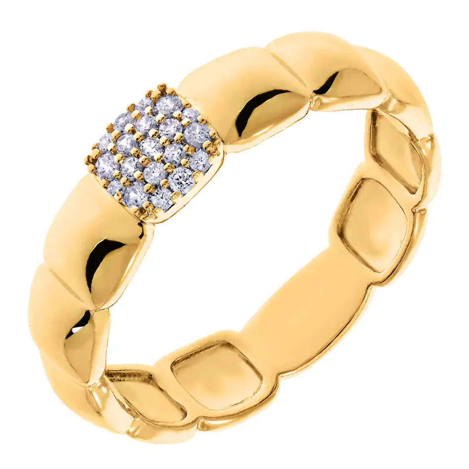 De 14k gouden diamanten Fantasie ring, model GGA2161, is een prachtige gouden ring met 19 briljant geslepen diamanten van SI1 zuiverheid en H kleur. Perfect voor elke speciale gelegenheid of dagelijks draagplezier. Draag deze ring op zichzelf voor een elegante uitstraling of combineer met andere gouden sieraden voor een stijlvolle, gelaagde look.