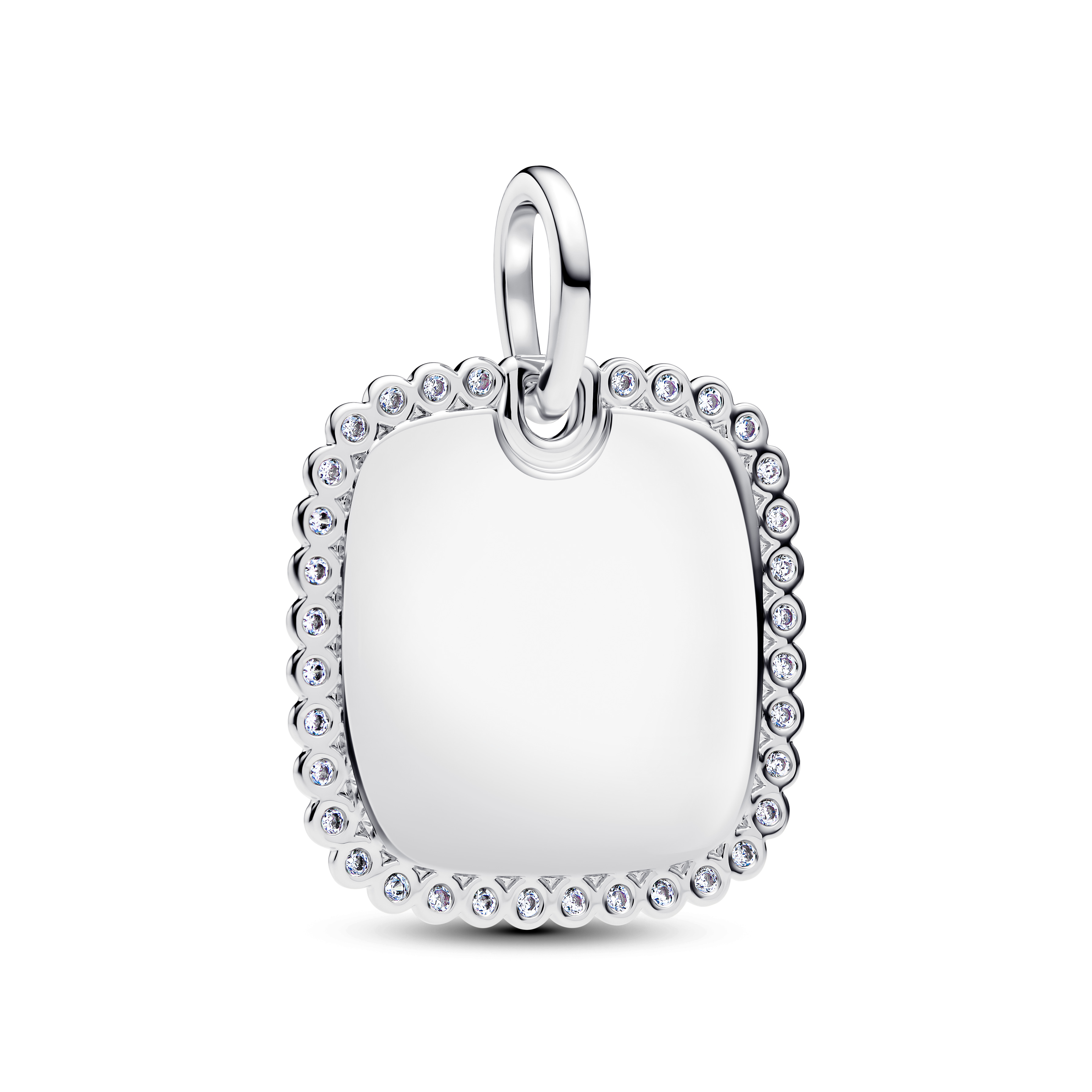Pandora - Zilveren hanger vierkant bezet met zirconia's in de rand - 394009C01