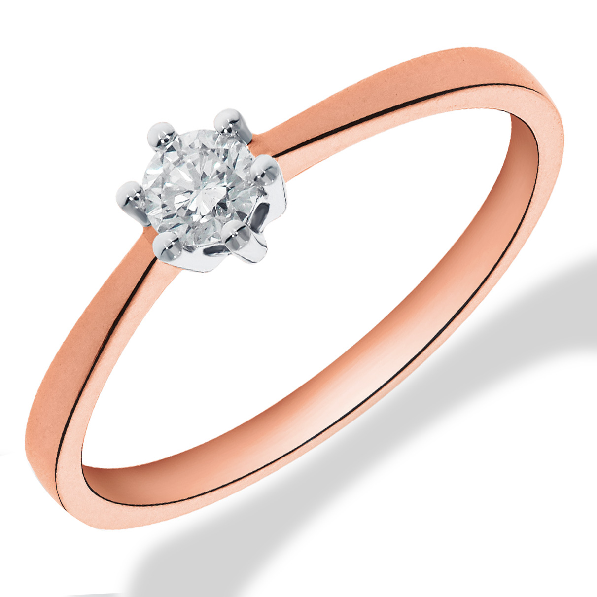 De 14 karaats rosé gouden solitair diamanten ring (model GGA1873) is een verfijnd sieraad met een briljant geslepen diamant van 0,15 crt (SI1, kleur H). Perfect voor verlovingen, is deze nieuwe ring in maat 54 een schitterende keuze. Draag het als een elegante blikvanger aan jouw ringvinger voor speciale gelegenheden.