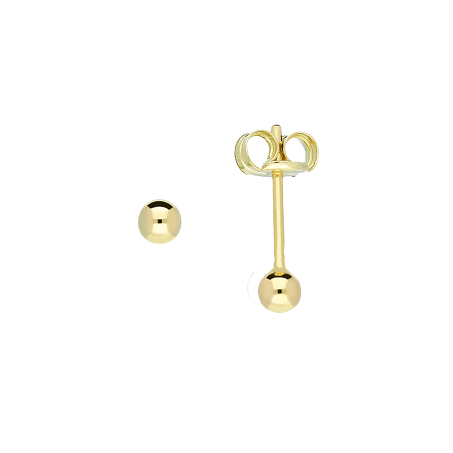 14k geelgouden oorknoppen in vorm van een bol