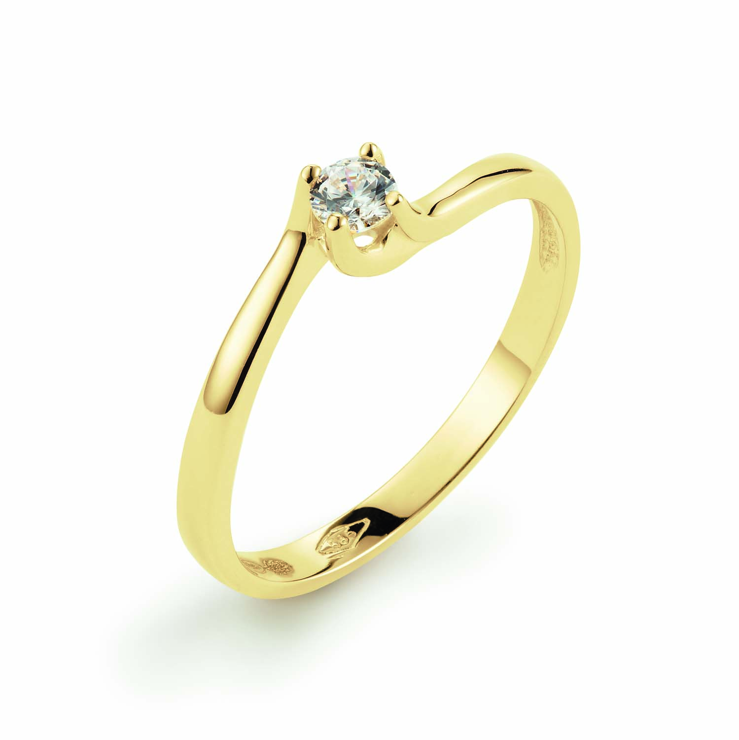 De Ring Solitair Slag Geelgoud CZ 585, modelnummer 214103758, is een verfijnde gouden ring met een breedte van 3,0 mm en een diepte van 4,0 mm, perfect voor maat 58. Gemaakt van hoogwaardig goud, weegt hij 1,5 gram. Het ideale accessoire voor speciale gelegenheden of dagelijks gebruik, draag hem als blikvanger op uw ringvinger.