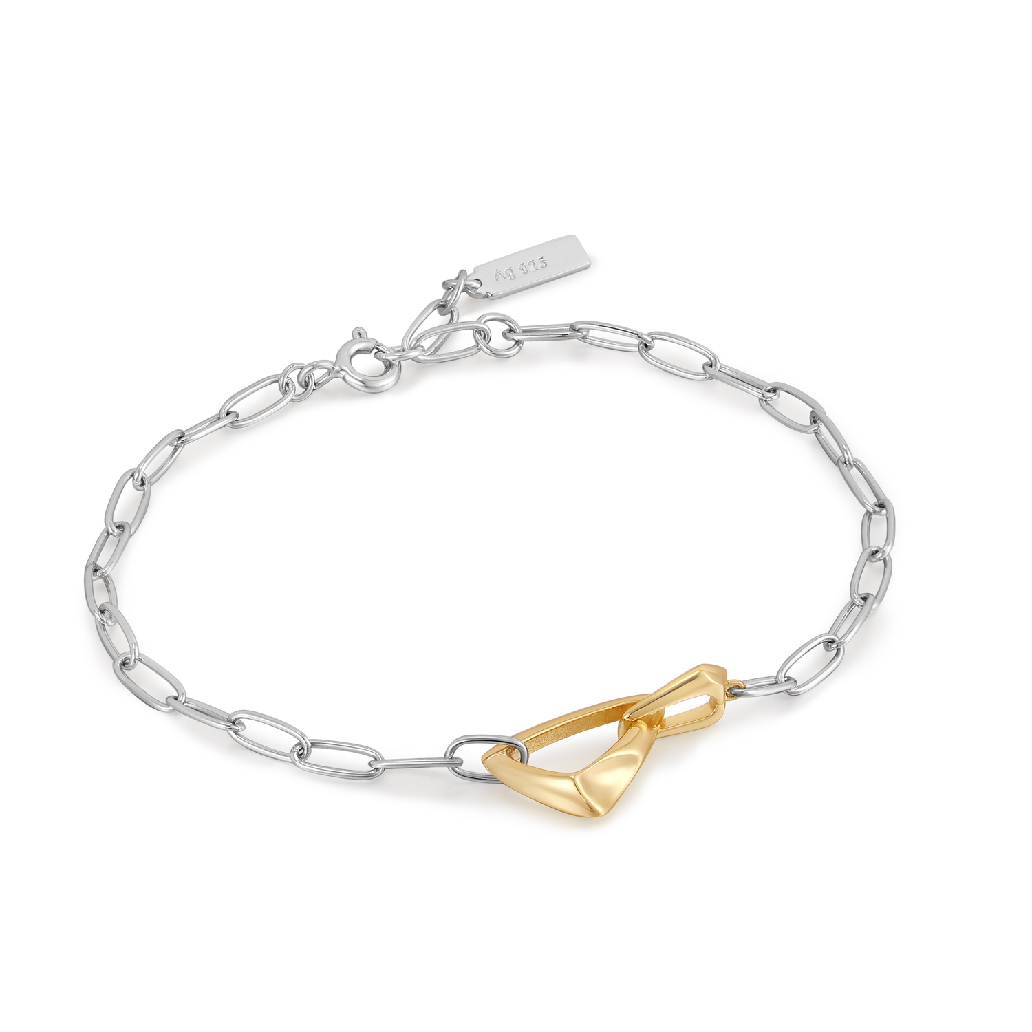 AH B049-02T Tough Love
Versier je pols met een vleugje tweekleurig, met deze prachtige zilveren armband met two in one schakel. Twee fantasie schakels zijn ineen gehaakt in het midden van de armband en dit geeft een apart effect. De armband is verstelbaar d.m.v. tussenogen. Draag gewoon op zichzelf, of met meerdere armbanden van Ania Haie. 

HET MERK
Ge&iuml;nspireerd door de laatste fashion trends is Ania Haie het toonaangevende sieradenmerk voor hoogkwalitatieve maar ook betaalbare zilveren sieraden, zonder op de kwaliteit in te leveren. Iedere collectie is gebaseerd op de laatste catwalktrends, waardoor Ania Haie snel tot h&eacute;t sieradenmerk voor stijlbewuste consumenten is verkozen. Elk sieraad wordt ontworpen om te combineren met andere sieraden waardoor je je eigen look kunt cre&euml;ren. Maar ook zijn Ania Haie sieraden opvallend genoeg om op zichzelf te dragen. 

SPECIFICATIES
- Silver Arrow Link Chunky Bracelet
- Armband
- 925 zilver met gold plating
- Lengte verstelbaar: 16,5 tot 18,5cm
- AH B049-02T