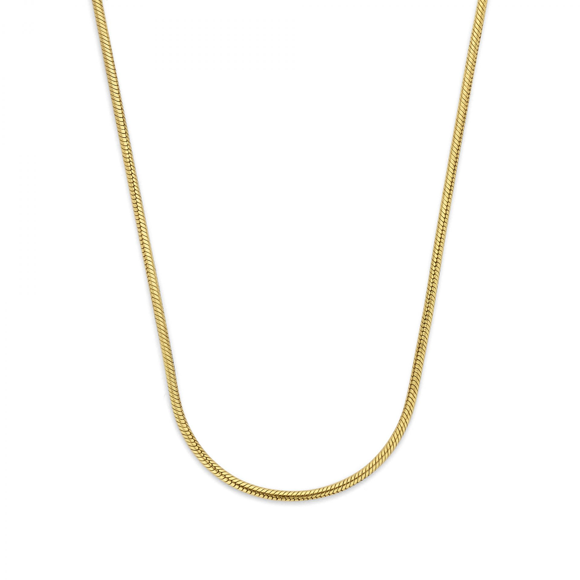 Een goud slangencollier 45cm 1.8mm
Gouden schakel / Zilveren kern