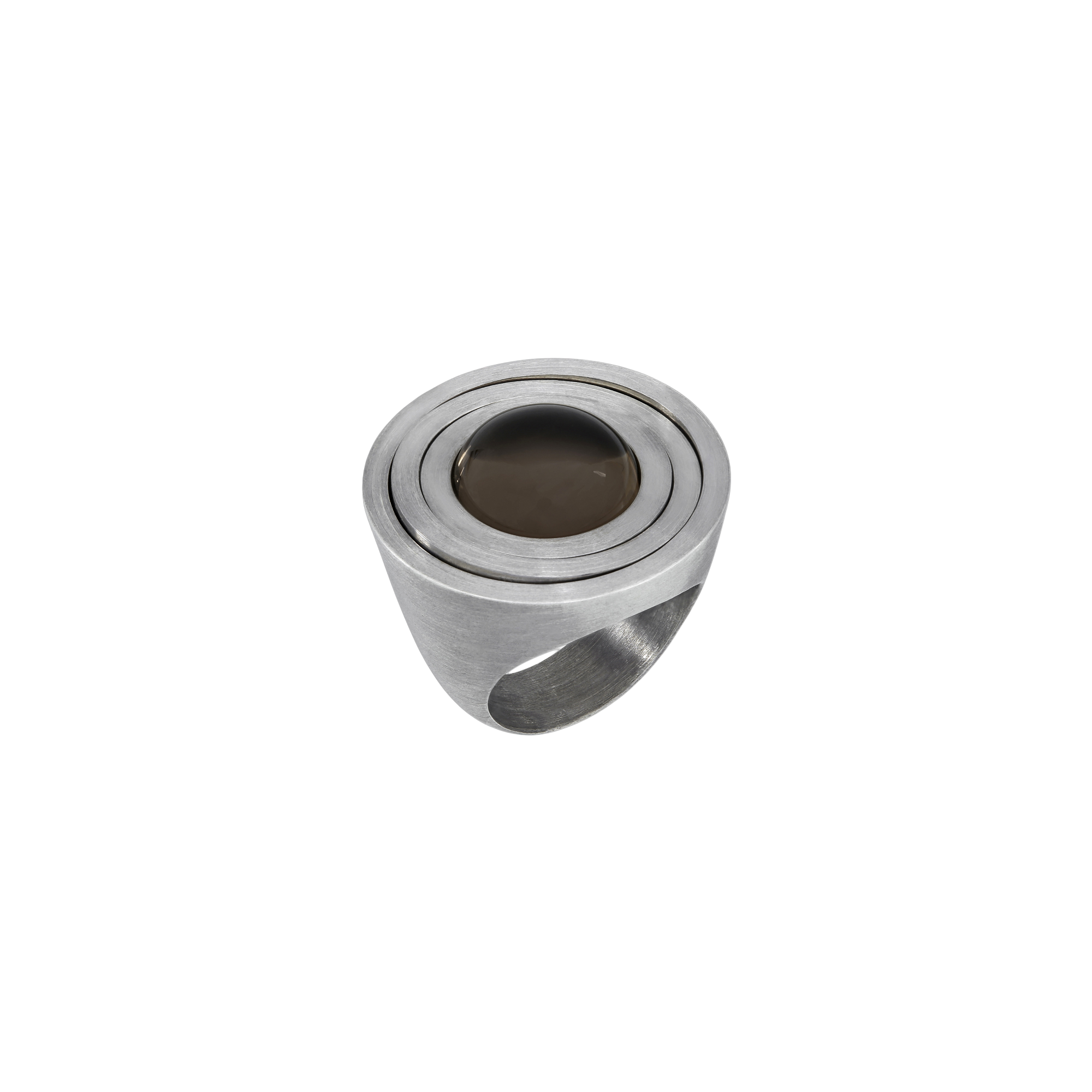een 925/1000 zilveren ring Antonio Bernardo model Atmos met een rookkwarts. 