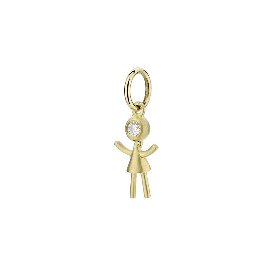 Een 18 krt geelgouden hanger van Antonio Bernardo model My Girl met een diamantje briljant geslepen 0.01 crt.