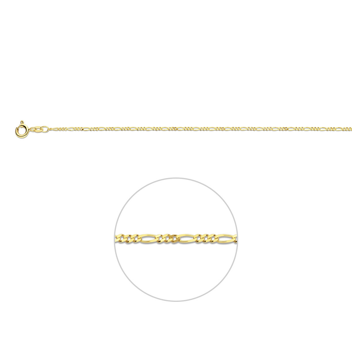 Geelgouden collier figaro 3,0 mm 50cm