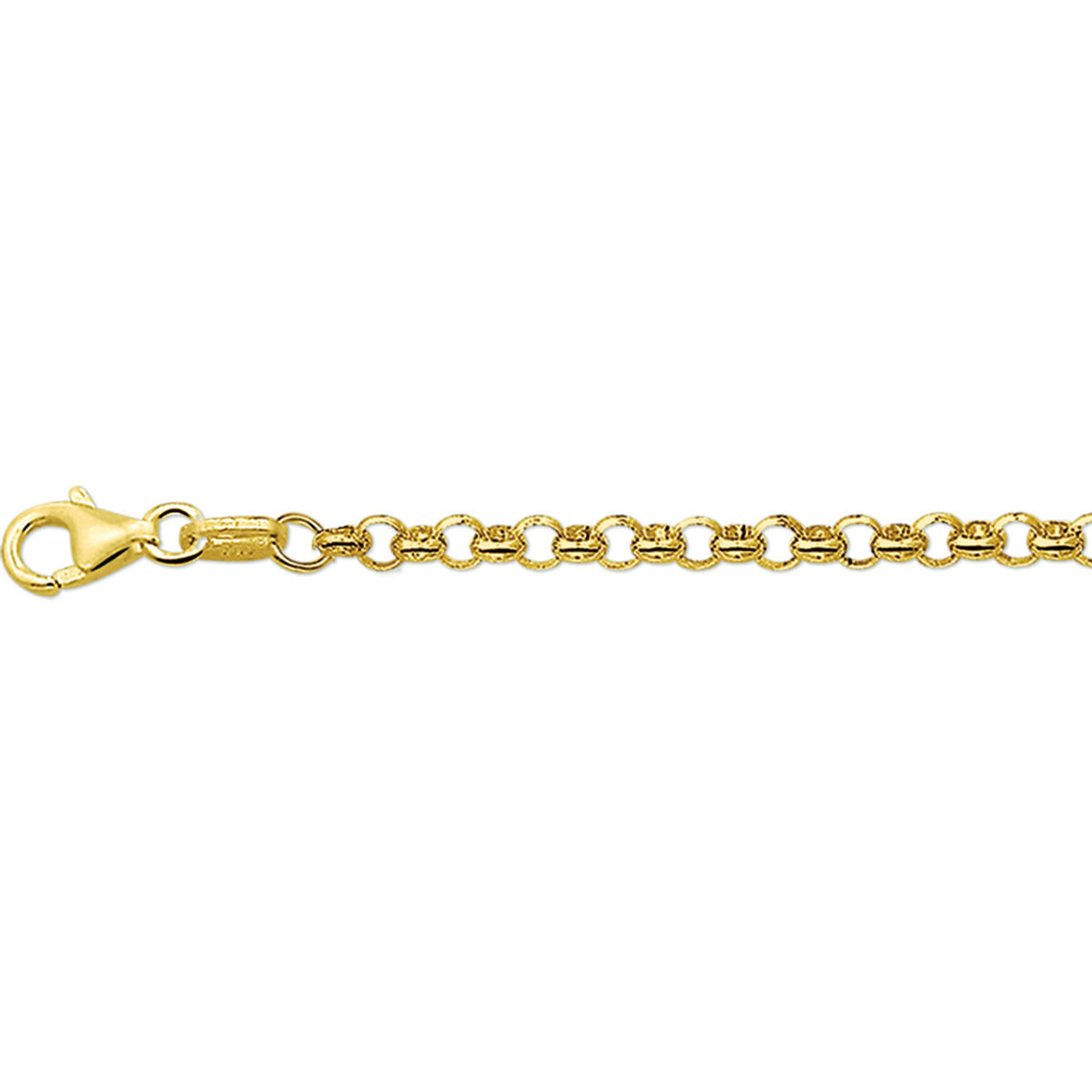 14 Karaat geel gouden Jassaron collier 60 cm lang met karabijn sluiting.