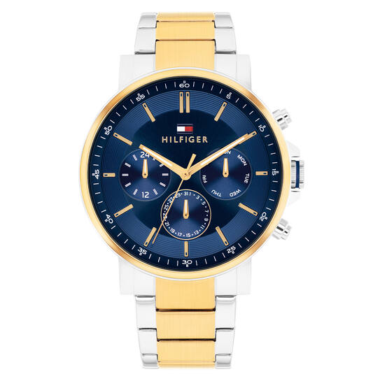 Dit Tommy Hilfiger horloge behoort tot de Tyson collectie.
Referentienummer: TH1710710 

Dit specifieke horloge van Tommy Hilfiger uit de Tyson serie is een stijlvol horloge die zeker in je collectie past. Het stalen herenhorloge heeft een ronde zilverkleurige kast met een gladde bezel. Op de blauwe wijzerplaat zijn de datum,- dag en 24-uursaanduiding extra benadrukt. De wijzers hebben een lumibrite vulling en vallen daardoor goed op. Aan het nette horloge zit een zilverkleurige mat glimmende schakelband. Verder heeft het een mineraalglas, een doorsnee van 44mm en is 5ATM.