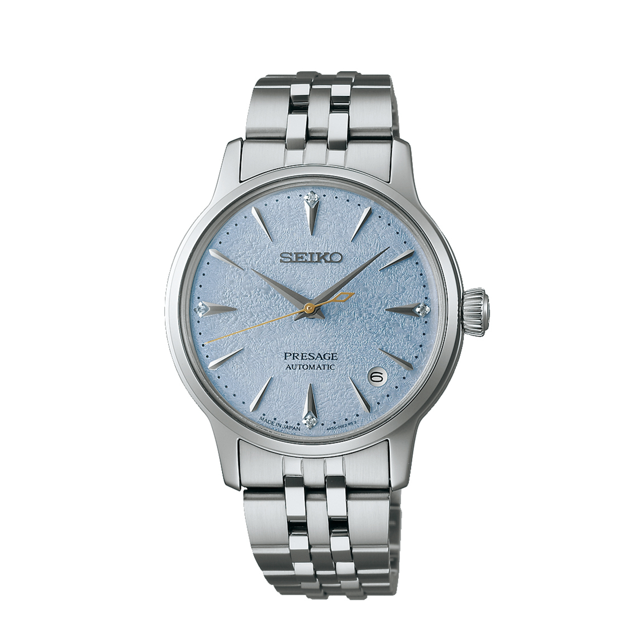 Dit is een dameshorloge van het merk Seiko. Het is een analoog horloge gemaakt van staal. De diameter van de kast is 34 mm en de kast is 10.69 mm dik.
De verdere specificaties van het horloge zijn als volgt:
Kastvorm: rond
Kastkleur: zilverkleurig
Kastmateriaal: staal
Bandbreedte: 14 mm
Bandlengte: 234 mm
Sluiting: dubbele klapsluiting
Wijzerplaatkleur: blauw
Glassoort: hardlex mineraal glas
Waterdichtheid: 5 ATM
Techniek: automaat