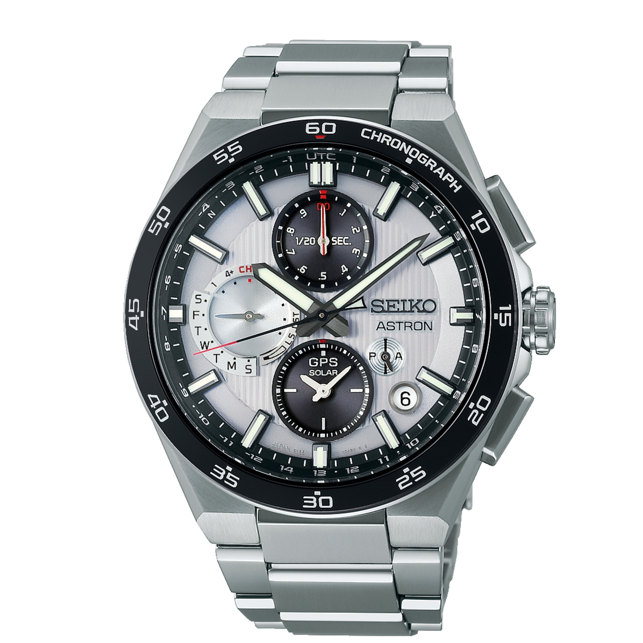 Dit is een herenhorloge van het merk Seiko. Het is een chronograaf horloge gemaakt van titanium. De diameter van de kast is 43.3 mm en de kast is 13.4 mm dik.
De verdere specificaties van het horloge zijn als volgt:
Kastvorm: rond
Kastkleur: zilverkleurig
Kastmateriaal: titanium
Bandbreedte: 14 mm
Bandlengte: 253.3 mm
Sluiting: vouwsluiting met drukker
Wijzerplaatkleur: wit
Glassoort: saffier glas
Waterdichtheid: 10 ATM
Techniek: gps solar