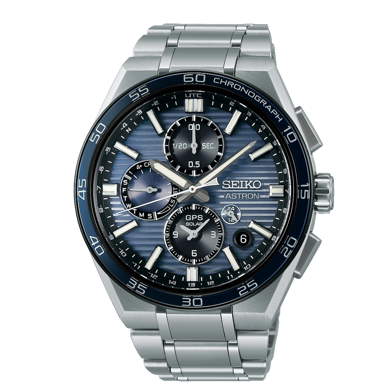 Dit is een herenhorloge van het merk Seiko. Het is een chronograaf horloge gemaakt van titanium. De diameter van de kast is 44.1 mm en de kast is 14.43 mm dik.
De verdere specificaties van het horloge zijn als volgt:
Kastvorm: rond
Kastkleur: zilverkleurig
Kastmateriaal: titanium
Bandbreedte: 18 mm
Bandlengte: 259.1 mm
Sluiting: vouwsluiting met drukker
Wijzerplaatkleur: blauw
Glassoort: saffier glas
Waterdichtheid: 10 ATM
Techniek: gps solar