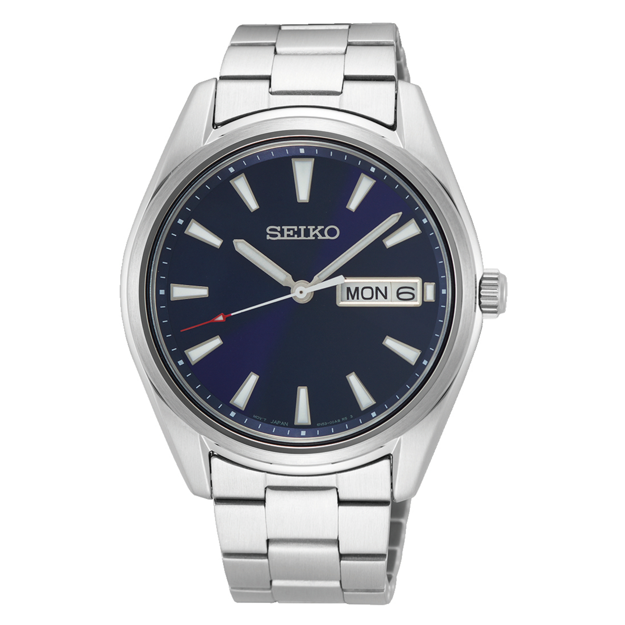 Dit horloge is van het merk Seiko. Het is een analoog horloge gemaakt van staal. De diameter van de kast is 26 mm en de kast is 7 mm dik.
De verdere specificaties van het horloge zijn als volgt:
Glassoort: hardlex mineraal glas
Bandbreedte: 12
Kastmateriaal: staal
Waterdichtheid: 3 ATM
Techniek: quartz
