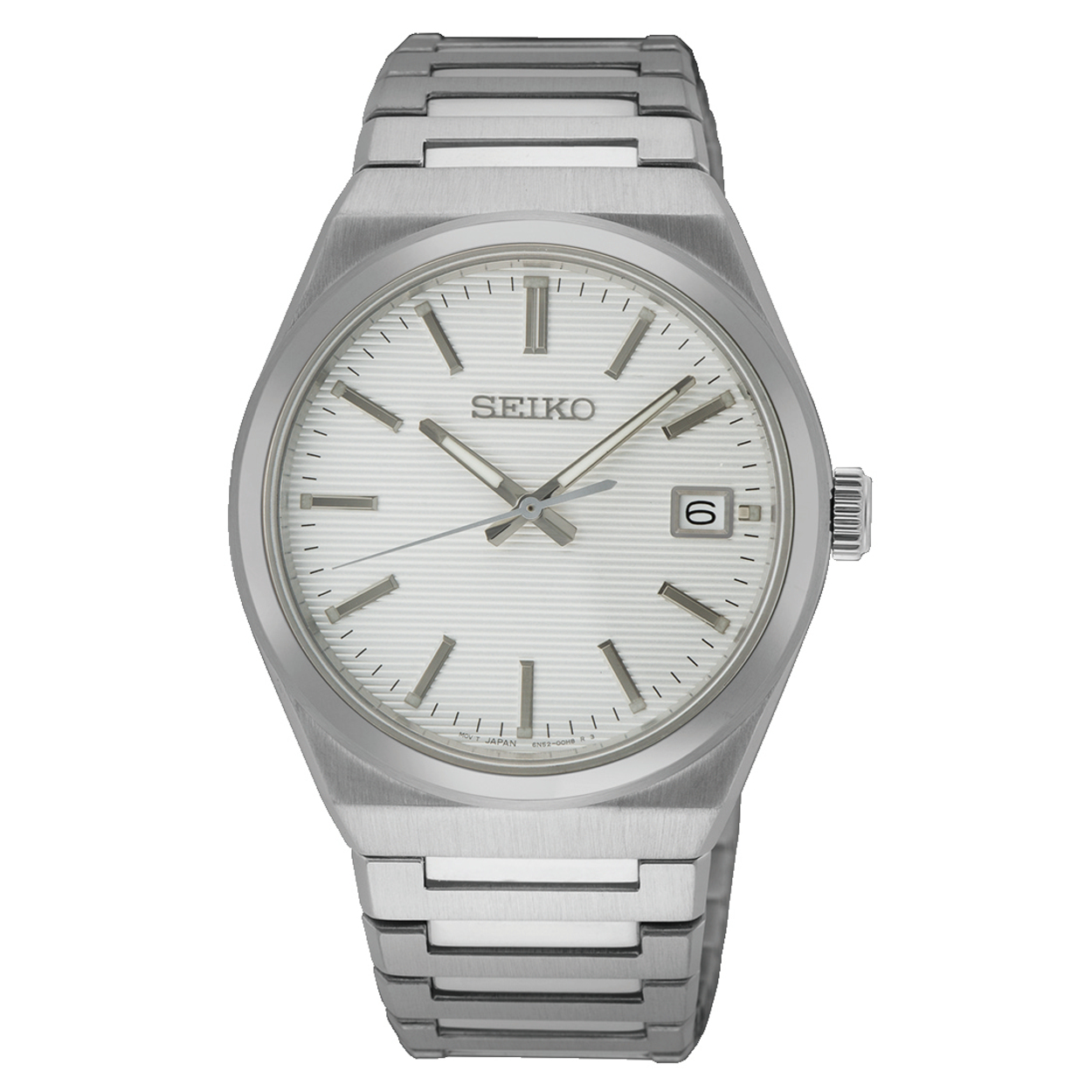 Dit is een herenhorloge van het merk Seiko. Het is een analoog horloge gemaakt van staal. De diameter van de kast is 39 mm en de kast is 8.5 mm dik.
De verdere specificaties van het horloge zijn als volgt:
Kastvorm: rond
Kastkleur: zilverkleurig
Kastmateriaal: staal
Bandbreedte: 20 mm
Bandlengte: 254 mm
Sluiting: vouwsluiting met drukker
Wijzerplaatkleur: wit
Glassoort: saffier glas
Waterdichtheid: 10 ATM
Techniek: quartz