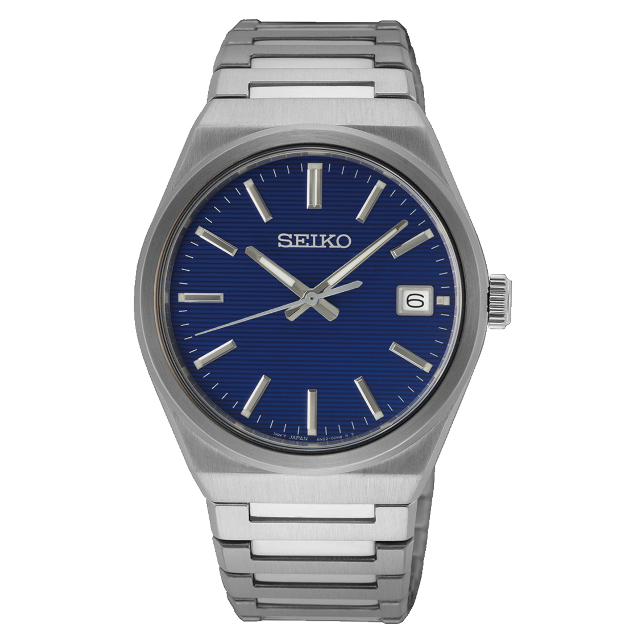 Dit is een herenhorloge van het merk Seiko. Het is een analoog horloge gemaakt van staal. De diameter van de kast is 39 mm en de kast is 8.5 mm dik.
De verdere specificaties van het horloge zijn als volgt:
Kastvorm: rond
Kastkleur: zilverkleurig
Kastmateriaal: staal
Bandbreedte: 20 mm
Bandlengte: 254 mm
Sluiting: vouwsluiting met drukker
Wijzerplaatkleur: blauw
Glassoort: saffier glas
Waterdichtheid: 10 ATM
Techniek: quartz