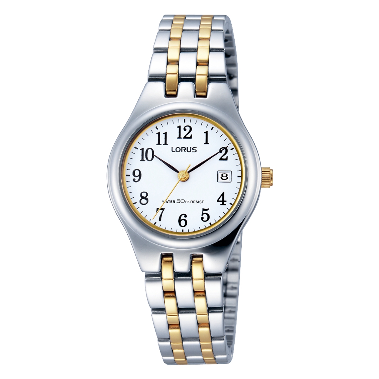 Dit is een dameshorloge van het merk Lorus. Het is een analoog horloge gemaakt van metaal. De diameter van de kast is 26.5 mm en de kast is 7.5 mm dik.
De verdere specificaties van het horloge zijn als volgt:
Kastvorm: rond
Kastkleur: tweekleurig
Kastmateriaal: metaal
Bandbreedte: 13 mm
Bandlengte: 221.5 mm
Sluiting: vouwsluiting met drukker
Wijzerplaatkleur: wit
Glassoort: hardlex mineraal glas
Waterdichtheid: 5 ATM
Techniek: quartz