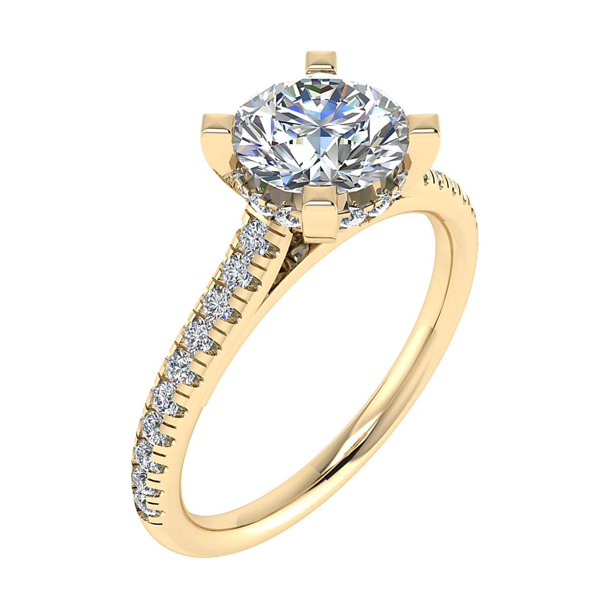 De 18k geelgouden ring met modelnummer AB44271 is perfect als verlovingsring. Met een briljant geslepen laboratoriumdiamant van 1,26 karaat en puurheid VS1, straalt hij verfijning uit. zijde diamanten in de band zijn natuur diamanten met totaal 0.18 crt De ringmaat is 53 en heeft een gewicht van 2,56 gram. Draag deze glanzende gouden ring bij speciale gelegenheden voor een onvergetelijke indruk.