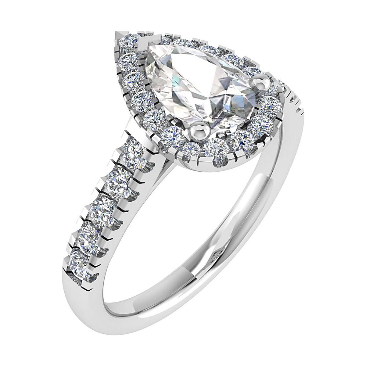 De 18k witgouden ring met modelnummer A63404 van een onbekend merk is een prachtige verlovingsring. Het bevat een peervormige labdiamant en tien briljant geslepen stenen van 0.32 ct. De ring is gemaakt van 18 karaat goud, glanzend afgewerkt en heeft een ingetogen witte kleur. Draag deze elegante ring bij speciale gelegenheden voor een verfijnde uitstraling.