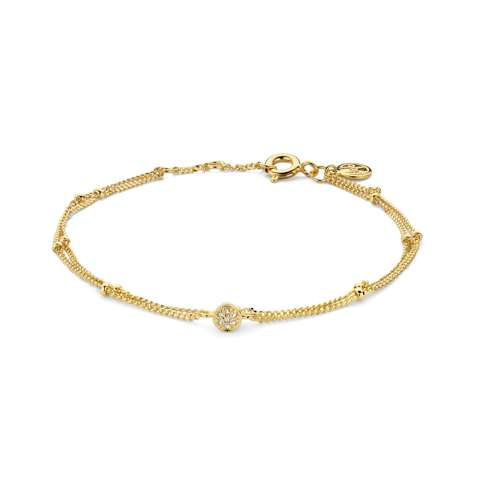De Diamanti per tutti armband met diamant, modelnummer M2508-3S1-S15S16S17, is een verfijnde dubbele armband met een delicaat design. Met een lengte van 175 mm past hij elegant om de pols. Draag deze prachtige armband solo voor een subtiele look of combineer met andere sieraden voor een stijlvolle, gelaagde stijl. Perfect voor elke gelegenheid!