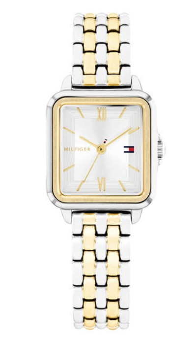 Tommy Hilfiger TH1782861 Horloge Dames Staal Bicolor 24x22,5mm
Dit specifieke horloge van Tommy Hilfiger uit de Mia serie met artikelnr: TH1782861 is een casual dameshorloge die niet in je collectie mag ontbreken. Het stalen dameshorloge heeft een rechte kast met een goudkleurige bezel en een zilverwitte sunray wijzerplaat met fijne wijzers en uurstrepen in goudkleur. Aan de kast zit een bicolor schakelband met een vouwsluiting. Het horloge heeft een mineraalglas, een afmeting van 24x22,5mm en is 3ATM.  

Het merk:
Sinds de lancering van het merk in 1985 is Tommy Hilfiger wereldwijd bekend geworden als pionier van de klassieke Amerikaanse coole stijl. Geïnspireerd door de iconische popcultuur en het Amerikaanse erfgoed. De dames en herencollectie van dit seizoen bestaan uit minimalistische silhouetten en rustieke lederen details. De herenhorlogecollectie biedt iconische uurwerken met roestvrijstalen, lederen en siliconen banden.

Specificaties:
- Mineraalglas
- Rechte kast 24x22,5mm
- Stalen kast
- Zilverwitte wijzerplaat
- Bicolor schakelband 
- 3ATM