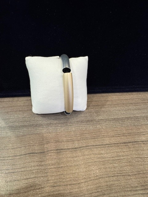 aluminium rekarmband brede buis zilver goud zwart