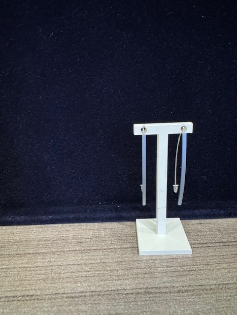 Stalen oorstekers, aluminium lange lijn, donkerblauw
