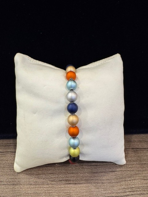 Stalen armband, aluminium bollen in multicolor