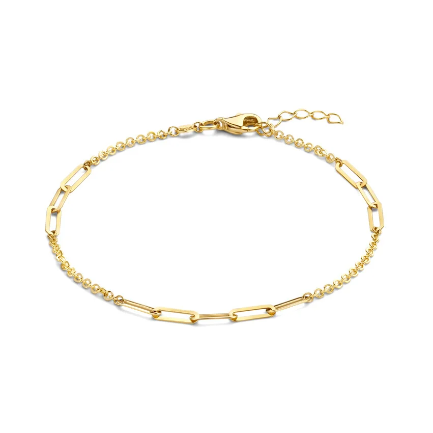 Gouden armband 2 soorten schakels paperclip & jasseron 