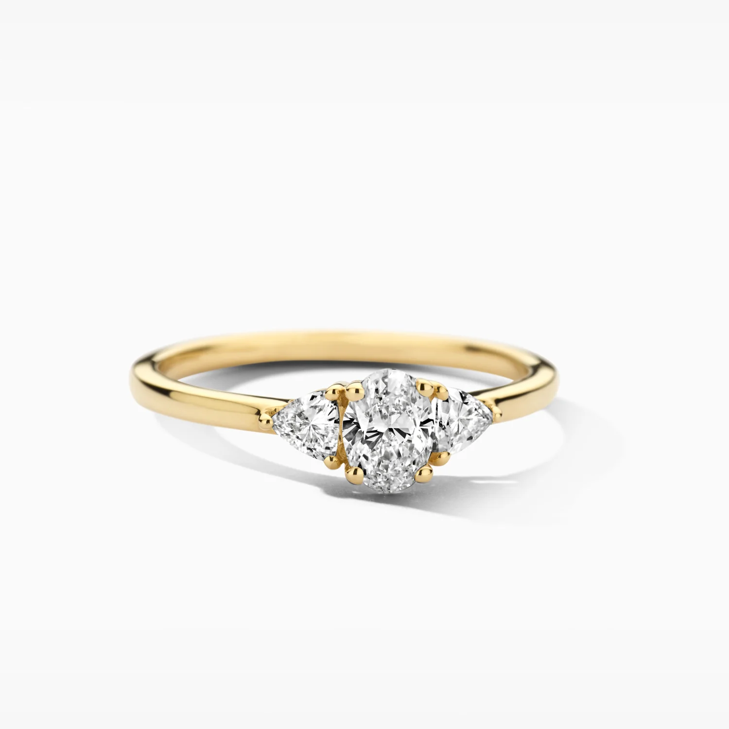Blush Lab Diamonds - 14kt geelgouden damesring bezet met 3 labgrown diamanten - LG1039Y/54