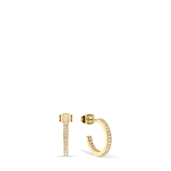  Deze halve creolen uit de Arctic Symphony collectie stralen rust en verfijning uit. Een rij fonkelende zirkonia siert de voorkant &ndash; als zonnestralen op een bevroren landschap.  Gemaakt van glanzend goudkleurig roestvrij staal, waarbij het warme metaal perfect samengaat met de schittering van de stenen. De strakke vormgeving maakt ze elegant en modern tegelijk.  Aan de binnenzijde is subtiel het BERING-logo gegraveerd &ndash; een teken van oog voor detail en design.  Ideaal voor dagelijks gebruik of als glanzend accent bij een elegante outfit.  Gemaakt van gepolijst goudkleurig staal. Met pav&eacute; gezette zirkonia. Halve creool met stekersluiting. Onderdeel van de Arctic Symphony collectie &ndash; ge&iuml;nspireerd op het noorderlicht en het poollicht. 