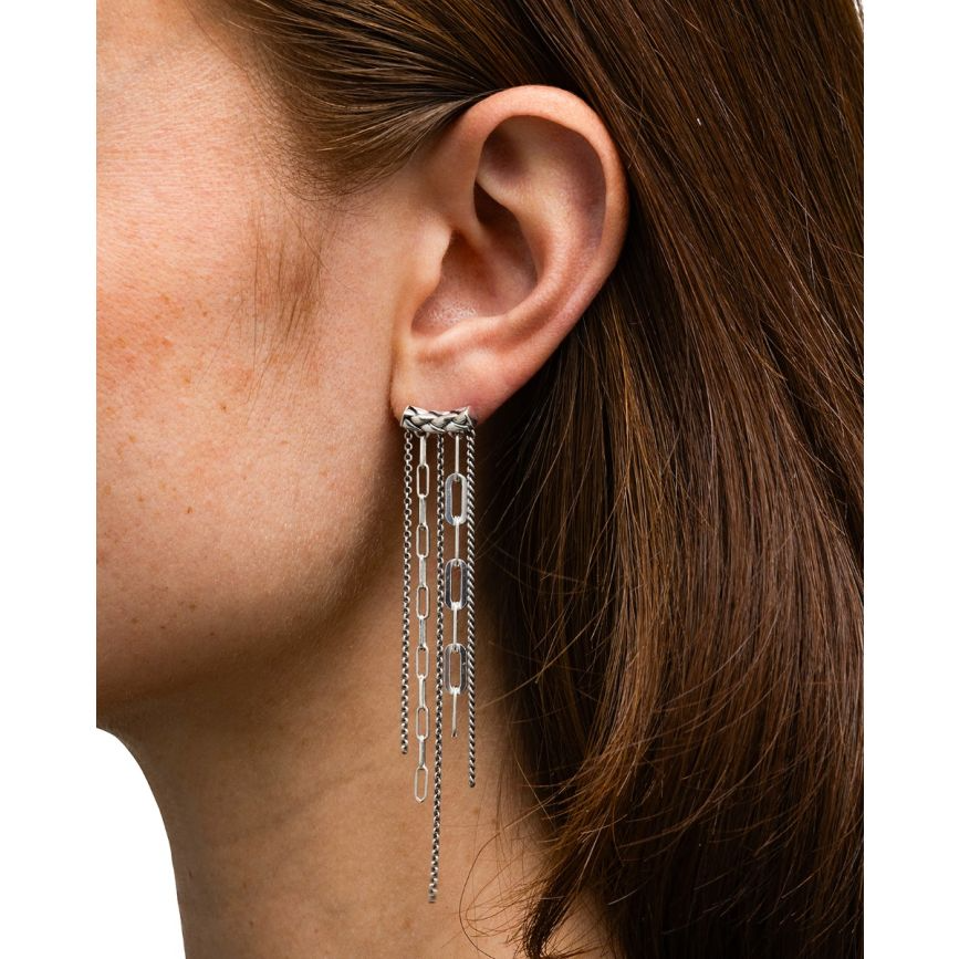 Buddha to Buddha - Zilveren fantasie oorknop, Multi Chain George Single Piece (géén Paar) - 002J030360100