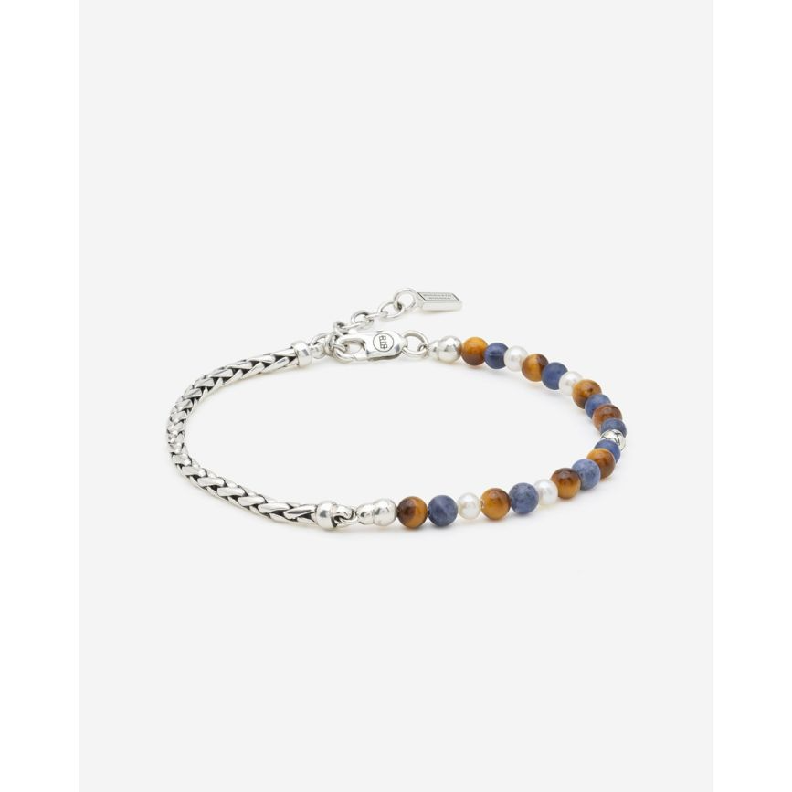 038TIS C-E - Stacking Bracelet Spirit Bead Silver Tiger Eye Sodalite | 001J01038F490