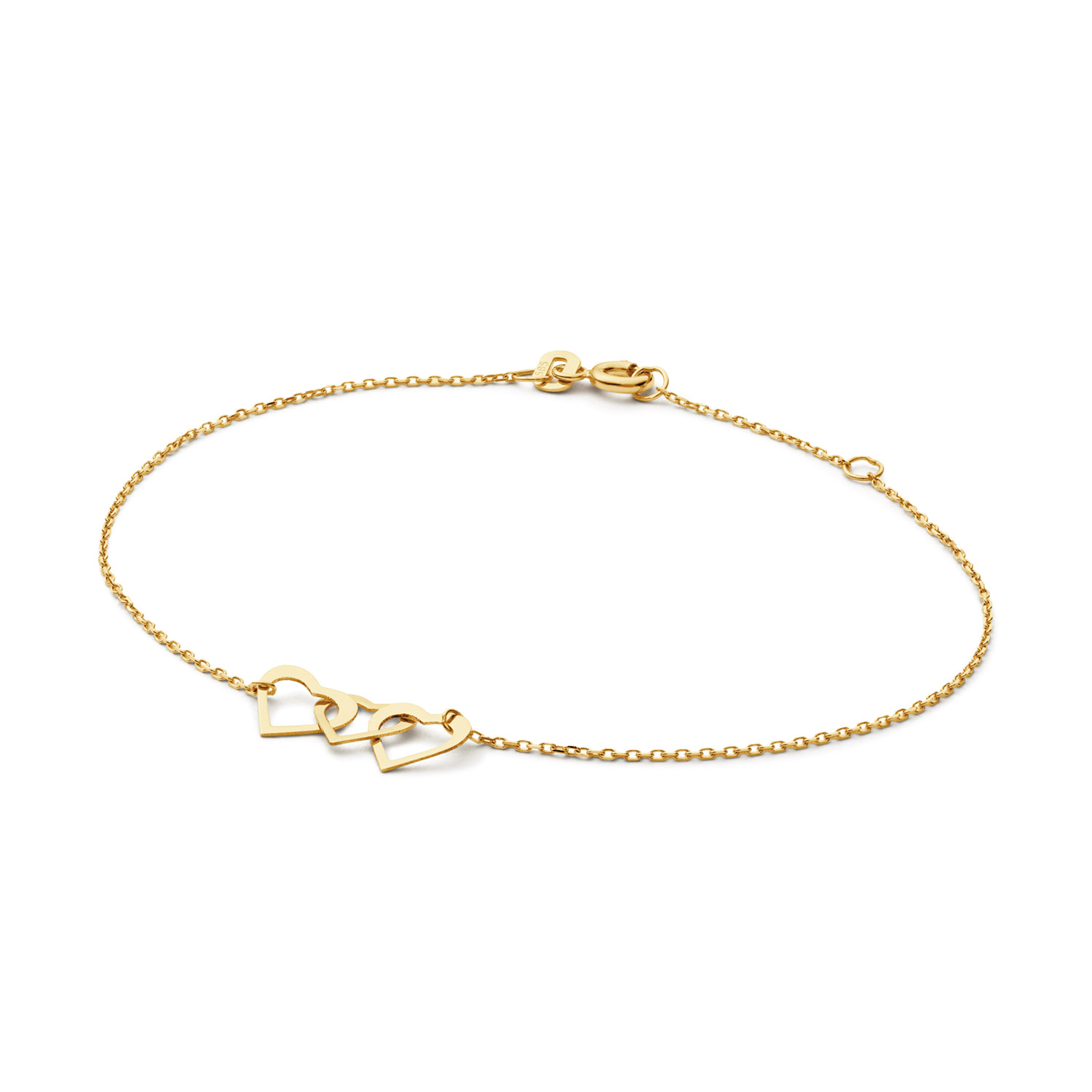 De naam, moving love, zegt het al: een bewegende armband. De drie hangertjes zijn constant in beweging net als de stad Amsterdam. De hartjes zijn geïnspireerd op het wapen van Amsterdam.

"Memories from Amsterdam. 
De stad waar de grachten fluisteren, kunst ademt en verhalen overal voelbaar zijn. Voor deze fall/winter collectie liet ik me inspireren door het Amsterdam van toen en nu. Een ode aan 750 jaar stadsglorie én 5 jaar Jackie. Elk sieraad, van de verfijnde Vermeer ketting tot de statement Canal Ring vertelt een verhaal. Handgemaakt van gerecycled 14 karaat goud, met echte edelstenen en zoetwaterparels. "

- 14 Karaat Goud
- Armband 18cm
