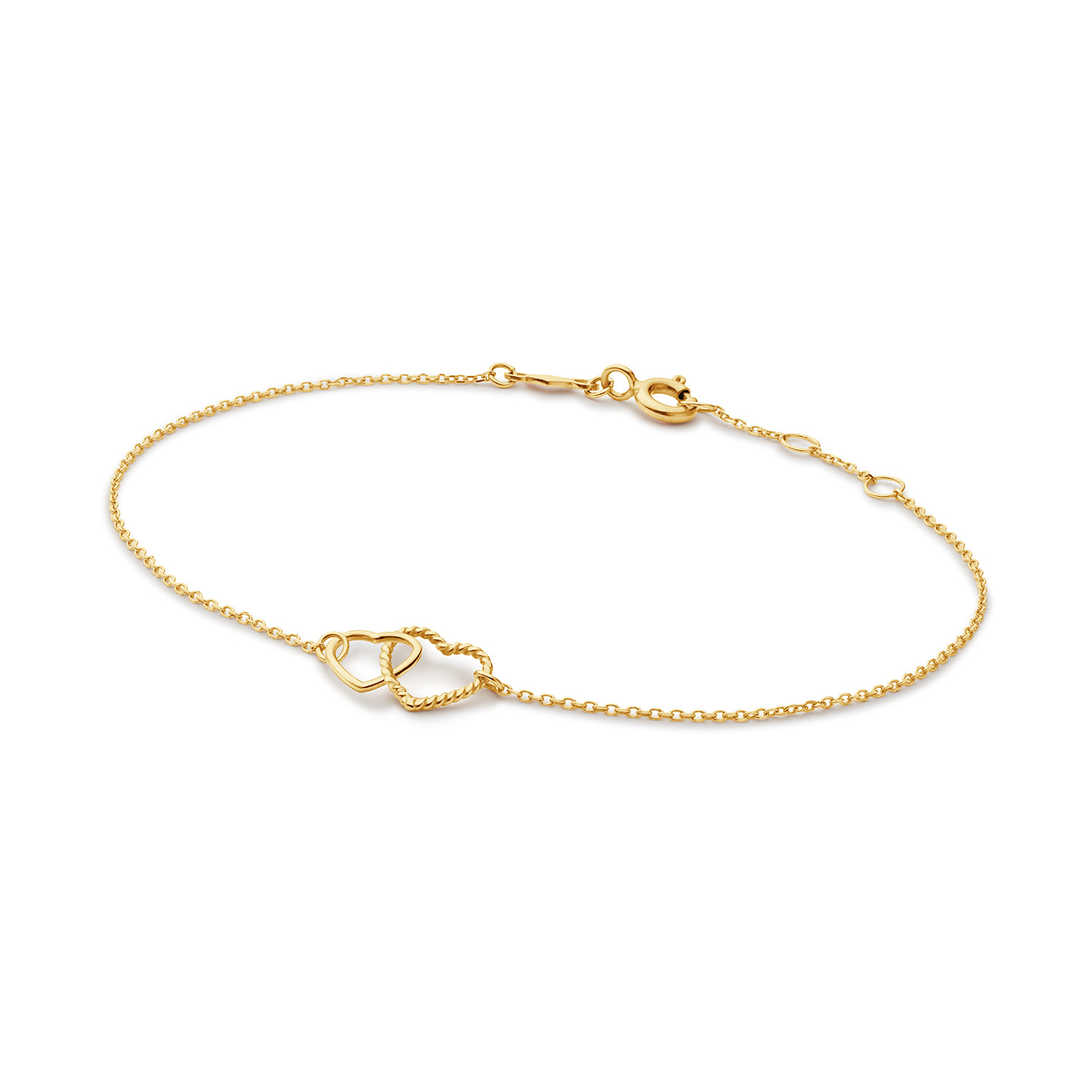 Dit is mijn nieuwe variant van de Double Heart: Connected love! Deze armband heeft wederom twee harten die in elkaar geweven zitten. Het verschil is de structuur van de harten. Één van de twee is voorzien van een bewerking.

"Memories from Amsterdam. 
De stad waar de grachten fluisteren, kunst ademt en verhalen overal voelbaar zijn. Voor deze fall/winter collectie liet ik me inspireren door het Amsterdam van toen en nu. Een ode aan 750 jaar stadsglorie én 5 jaar Jackie. Elk sieraad, van de verfijnde Vermeer ketting tot de statement Canal Ring vertelt een verhaal. Handgemaakt van gerecycled 14 karaat goud, met echte edelstenen en zoetwaterparels. "

- 14 Karaat Goud
- Armband 18cm