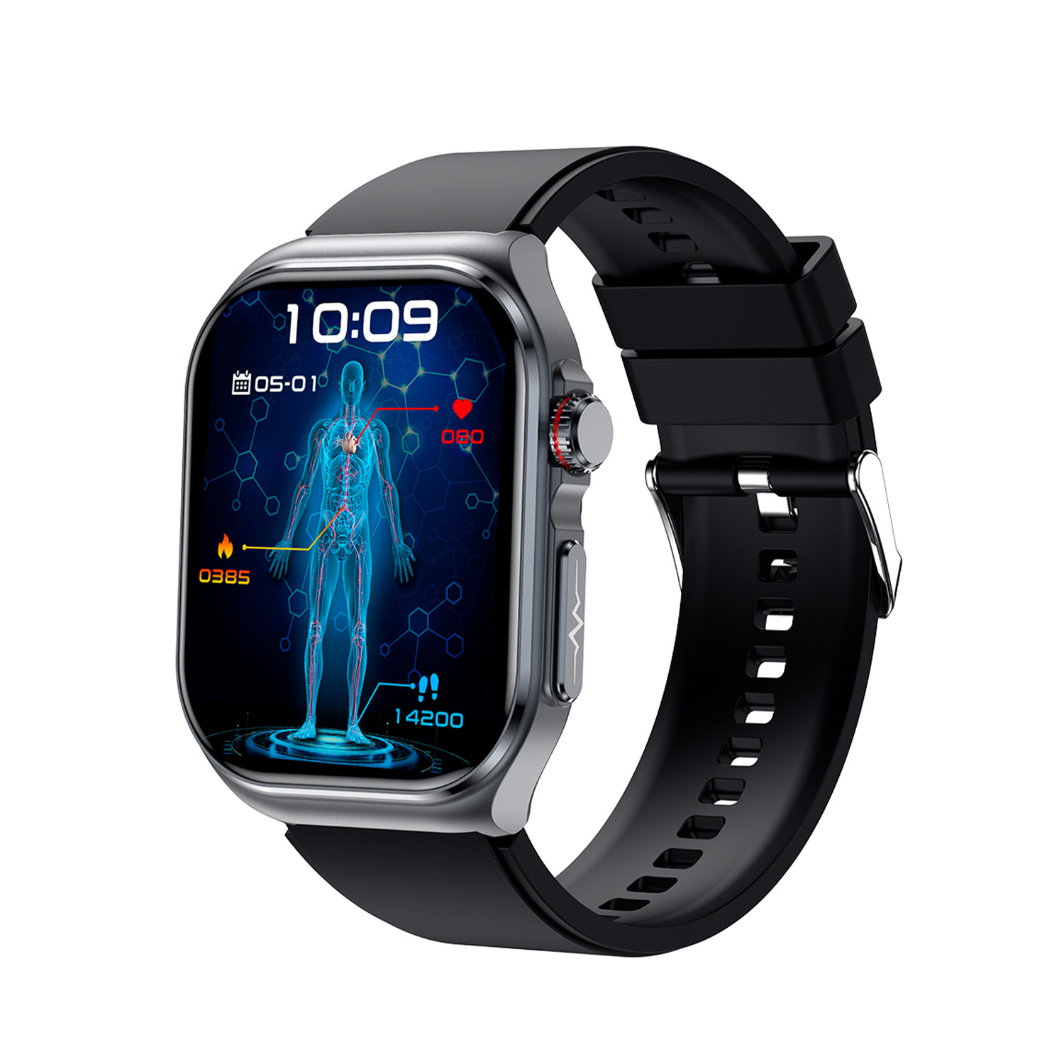 SMARTY2.0 SW082A Smartwatch Alloy Siliconen 46,5x40,5mm
Dit Smarty Smartwatch horloge met nr: SW082A is een stap in de toekomst. Door zijn Amoled scherm is het beeld vele malen scherper en intenser. De gunmetal kast is gemaakt van aluminium met een gehard glas. Aan de kast zit een zwarte siliconen band met een gespsluiting. Het rechthoekige horloge heeft een afmeting van 46,5x40,5x11mm en is spatwaterdicht. Deze smartwatch is sportief, stijlvol, maar zeker gebruiksvriendelijk. Om door apps, berichten en tekst te bladeren hoeft je alleen maar op het glas te tikken of de knop te gebruiken. Tevens heeft het een Find my watch functie.

Merk:
SMARTY2.0
Smartwatches verbinden je met de wereld. 
SMARTY2.0 biedt een brede keuze aan vormen en functionaliteiten. Een ronde of rechthoekige smartwatch? Eentje voor de smalle pols? Een ladies watch of een kids watch?  SMARTY2.0 heeft het allemaal.
De keuze qua functionaliteiten is onuitputtelijk: bluetooth bellen, stappenteller, hartslag- en bloeddrukmeter,  meerdere verschillende sporttrackers, menstruatie en ovulatie herinneringen, ingebouwde GPS, vind mijn smartphone en heel veel meer. Maak je eigen keuze.
Iedere SMARTY werkt zowel met iOS als met Android en is moeiteloos via een QR-code te koppelen met iedere mobiele telefoon. Misschien wel d&eacute; makkelijkste smartwatch voor iedereen.
SMARTY2.0 staat voor hoge kwaliteit in een betaalbaar prijssegment: &euro; 79 - &euro; 199.

Highlights:
- Geschikt voor Android en iOS  
- De Smartwatch heeft Bluetooth call 
- Hoge batterij efficientie
- 24 uur hartritme meting
- Bevat smart music en mini games
- Door de verschillende meters en tellers is het mogelijk om onder andere de hartslag, stappen, snelheid, slaap, luchtdruk, stress, hoogte- en diepte te meten
- D.m.v. de ingebouwde GPS, is het mogelijk om offline te navigeren en achteraf je route terug te kijken (zonder dat de telefoon in de buurt is)
- Stof,- Waterdichtheid: IP68