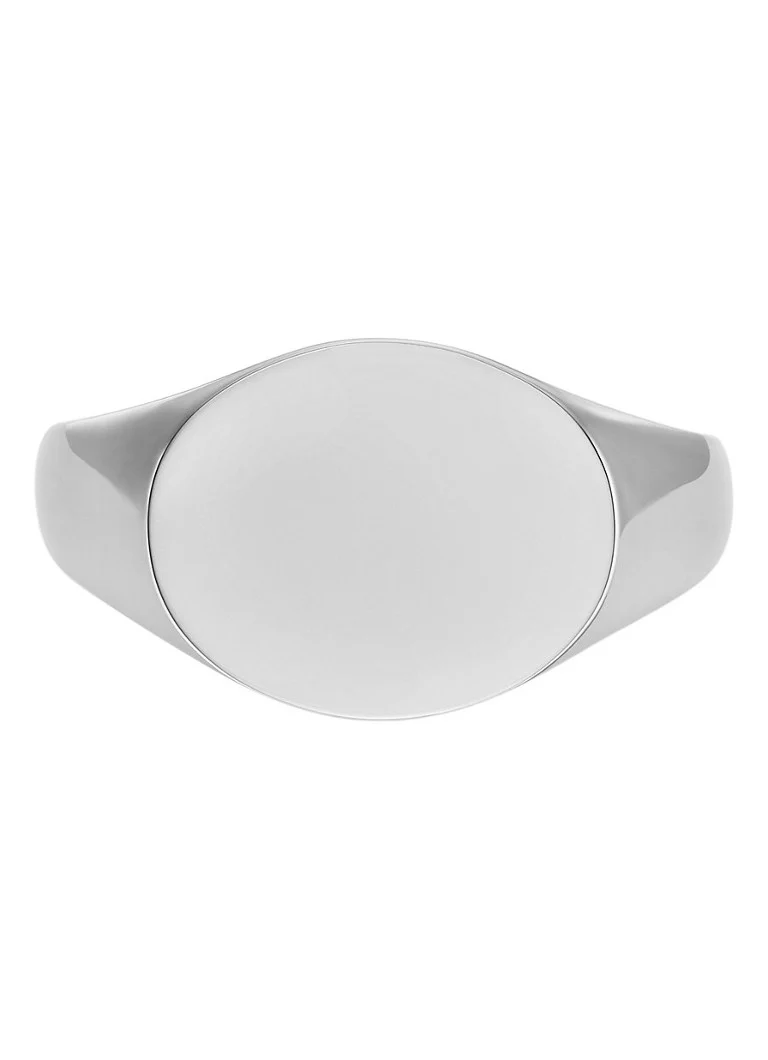 Deze roestvrijstalen zegelring kan zelfstandig worden gedragen als een statement item of in combinatie met je favoriete horloge