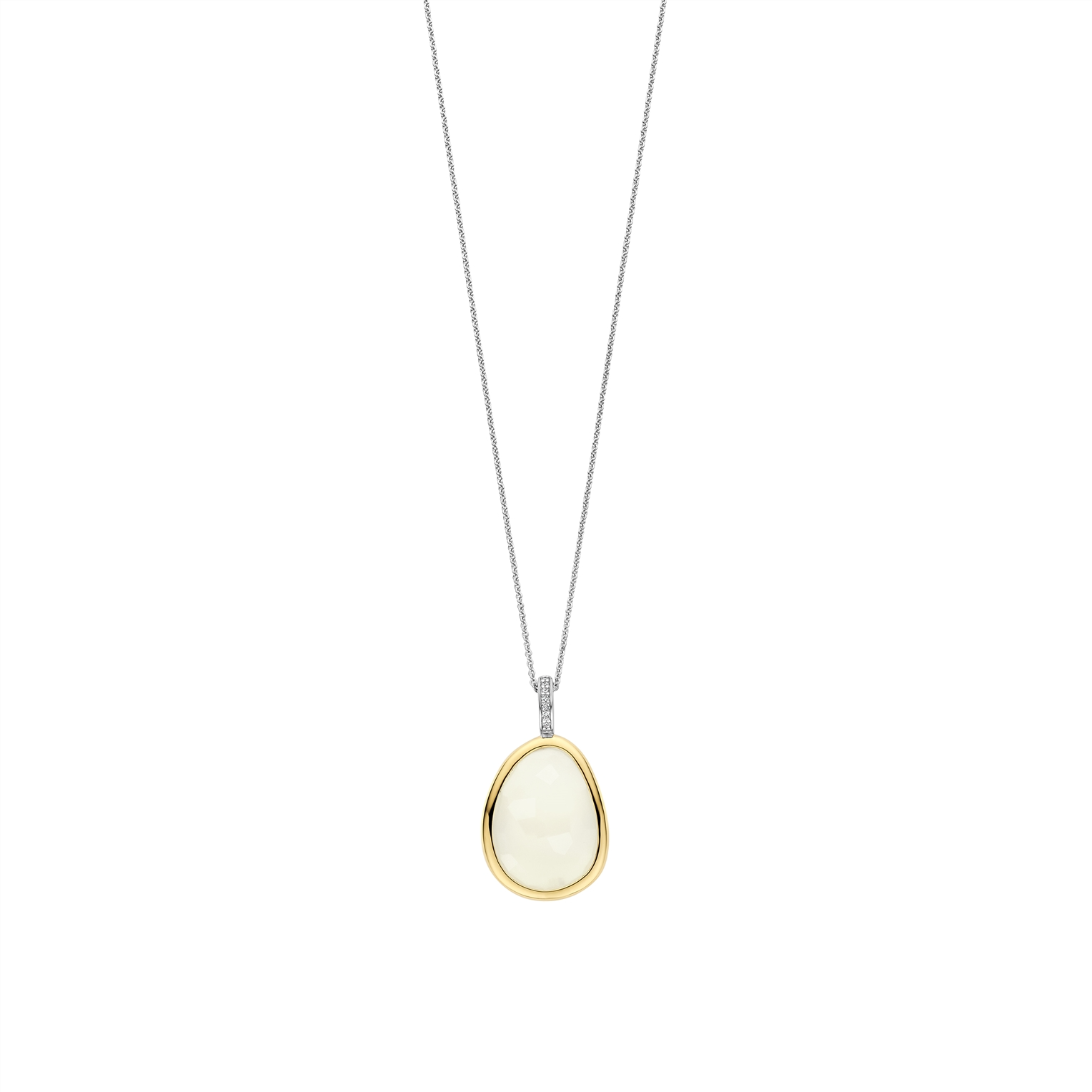 Ti Sento Milano - Bicolor hanger met zirconia en parelmoer, incl. verstelbaar  collier 42/48cm - 6846MW